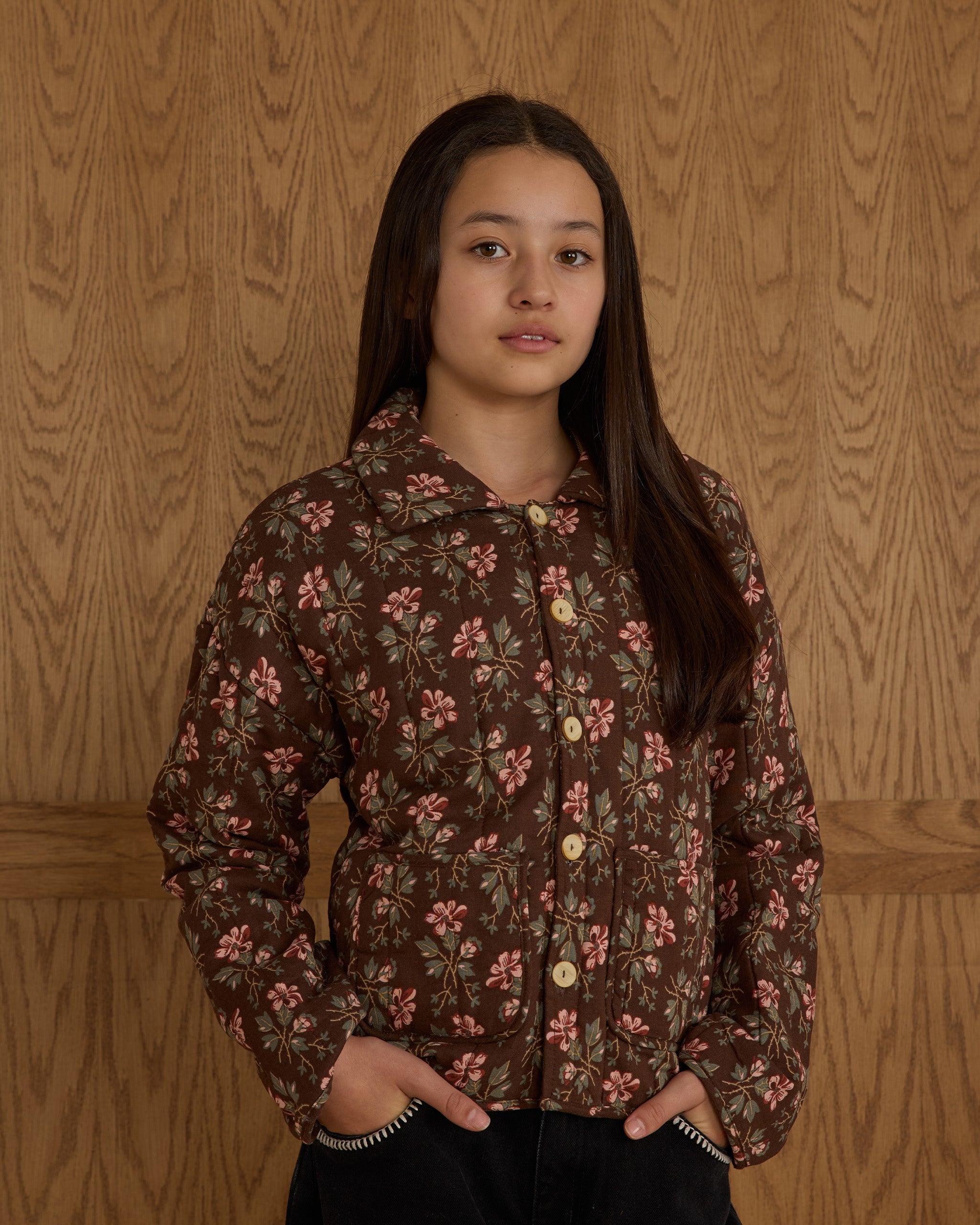 Quilted Collar Jacket || Winter Floral - Teen
