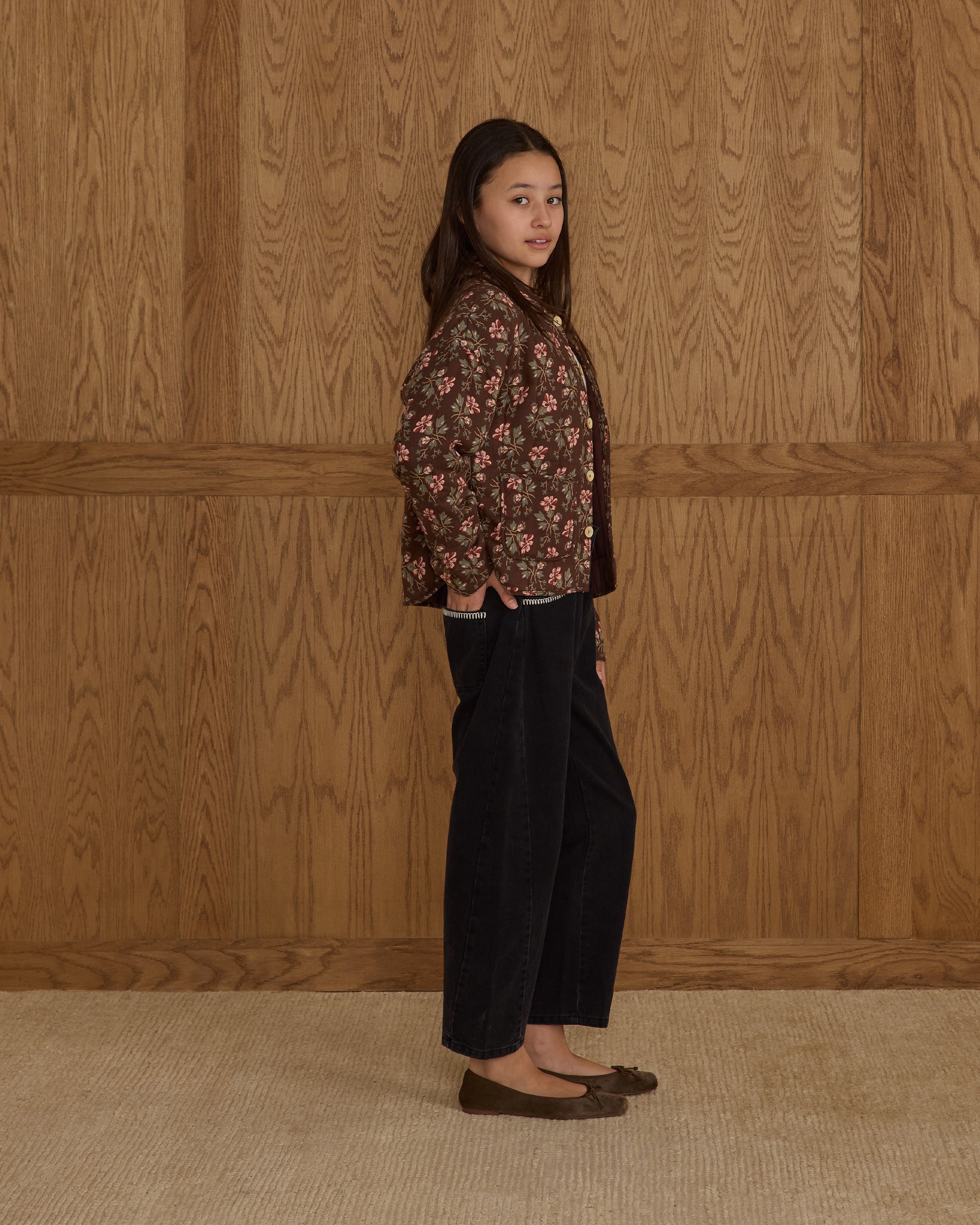 Quilted Collar Jacket || Winter Floral - Teen