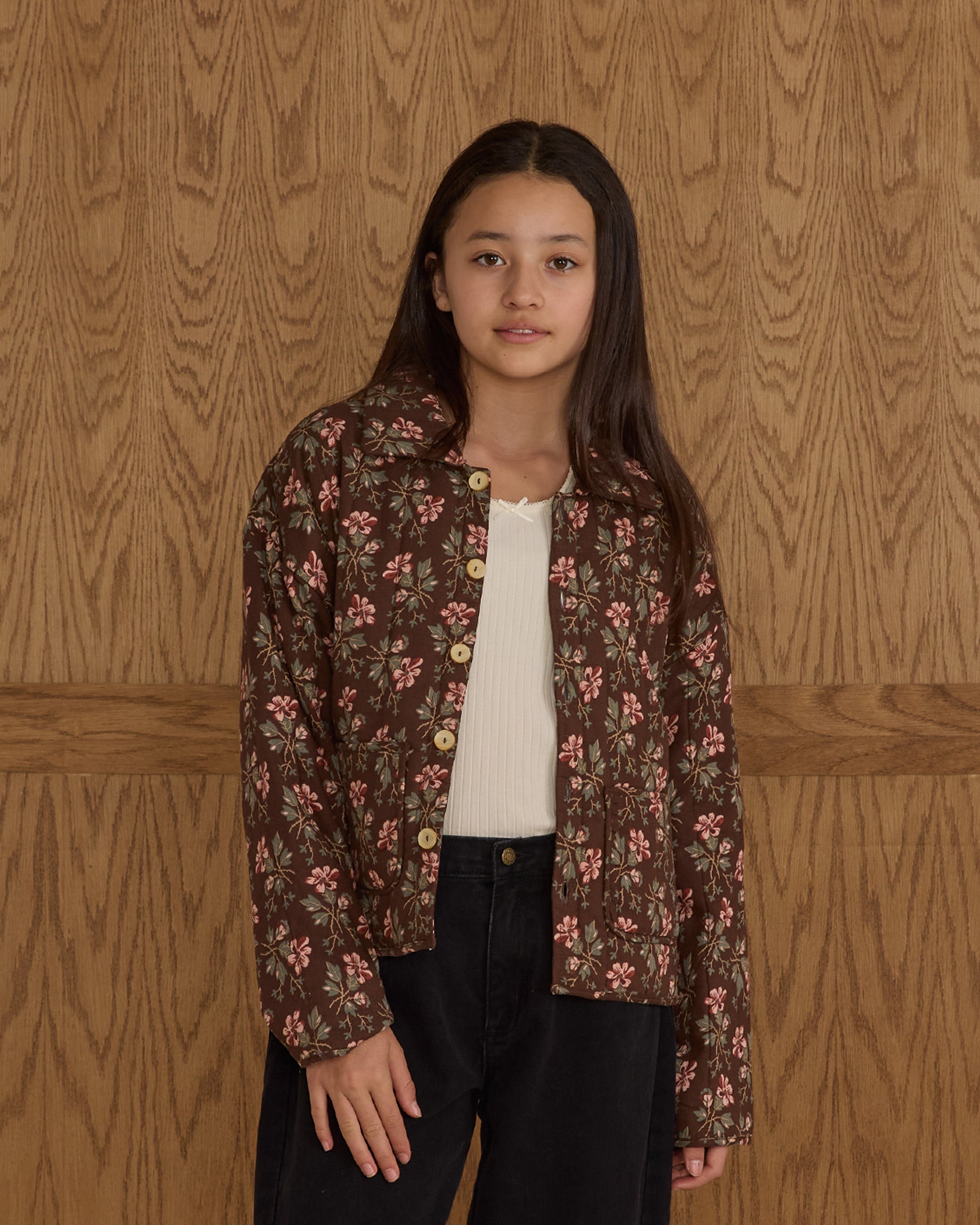 Quilted Collar Jacket || Winter Floral - Teen