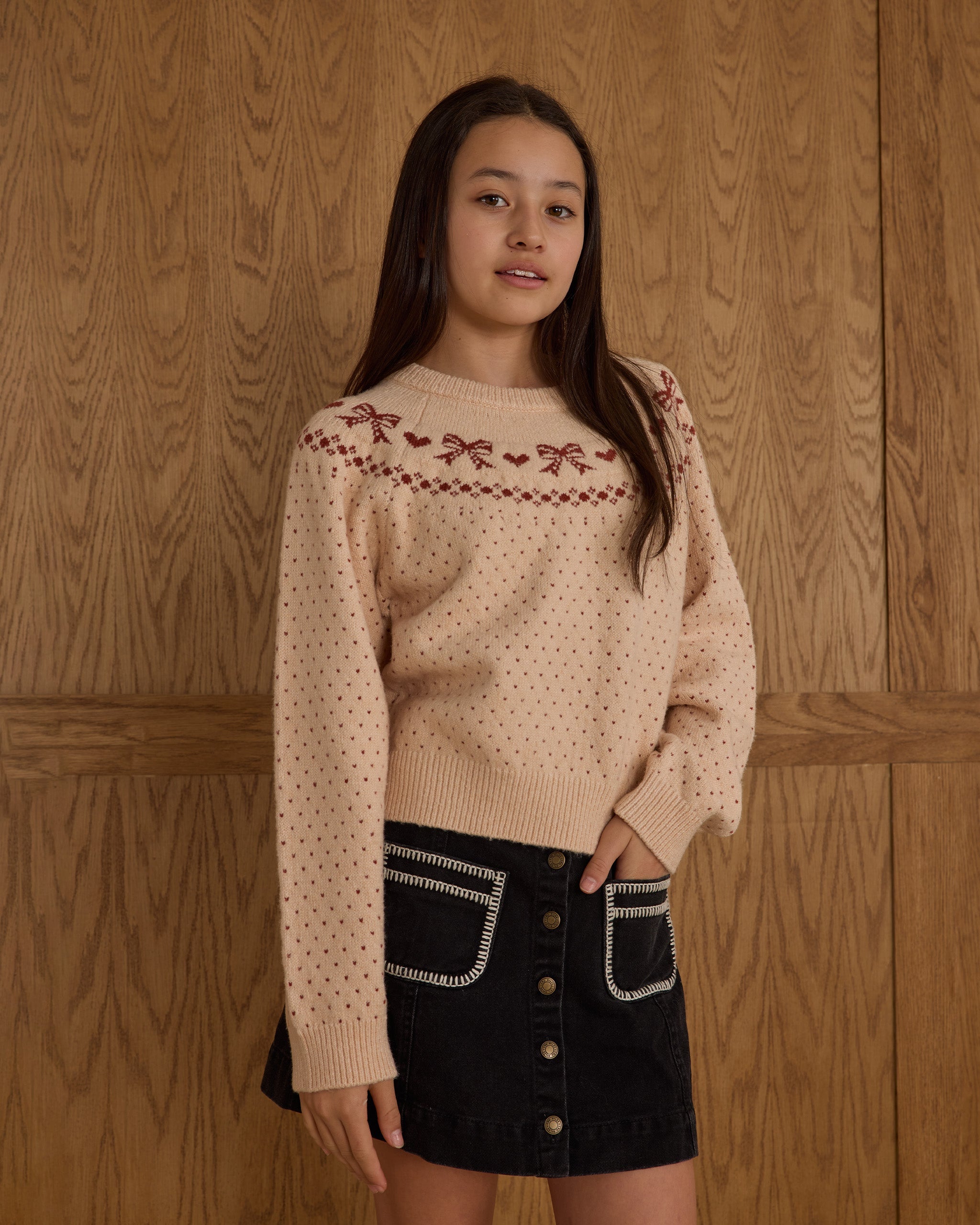 Fair Isle Sweater || Bows - Teen