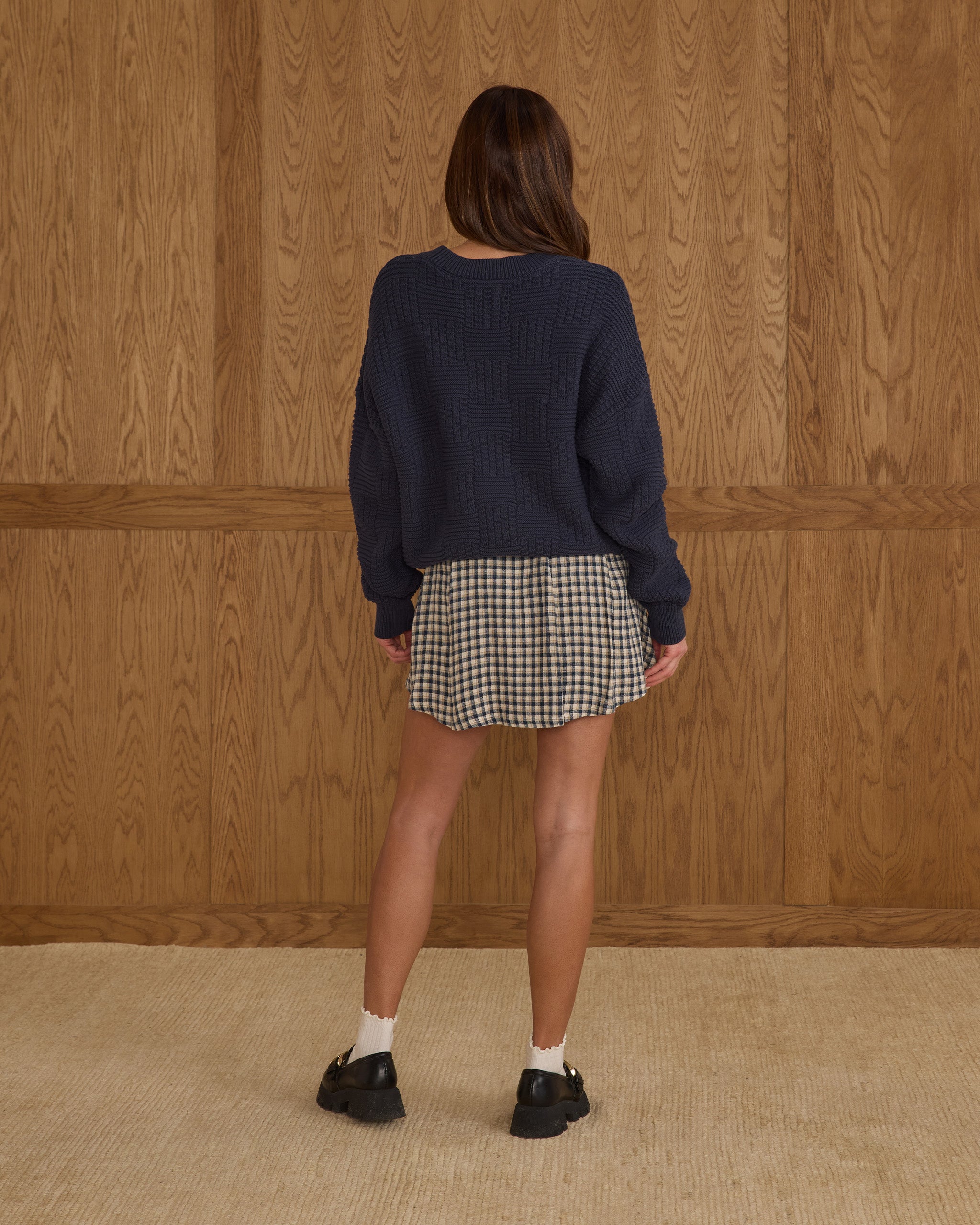 Pleated Mini Skirt | Navy Check
