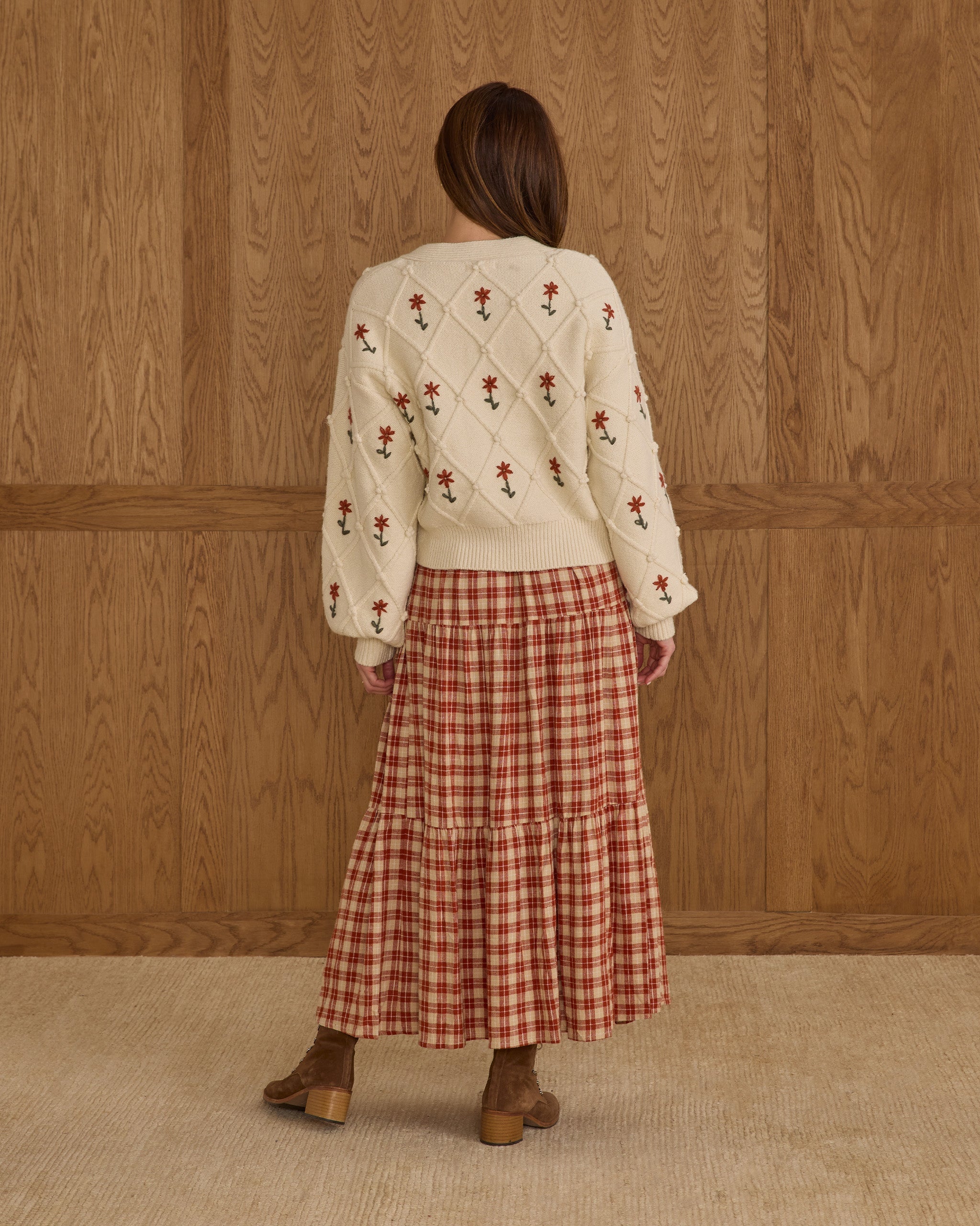 Boxy Crop Cardigan | Winter Daisy Embroidery