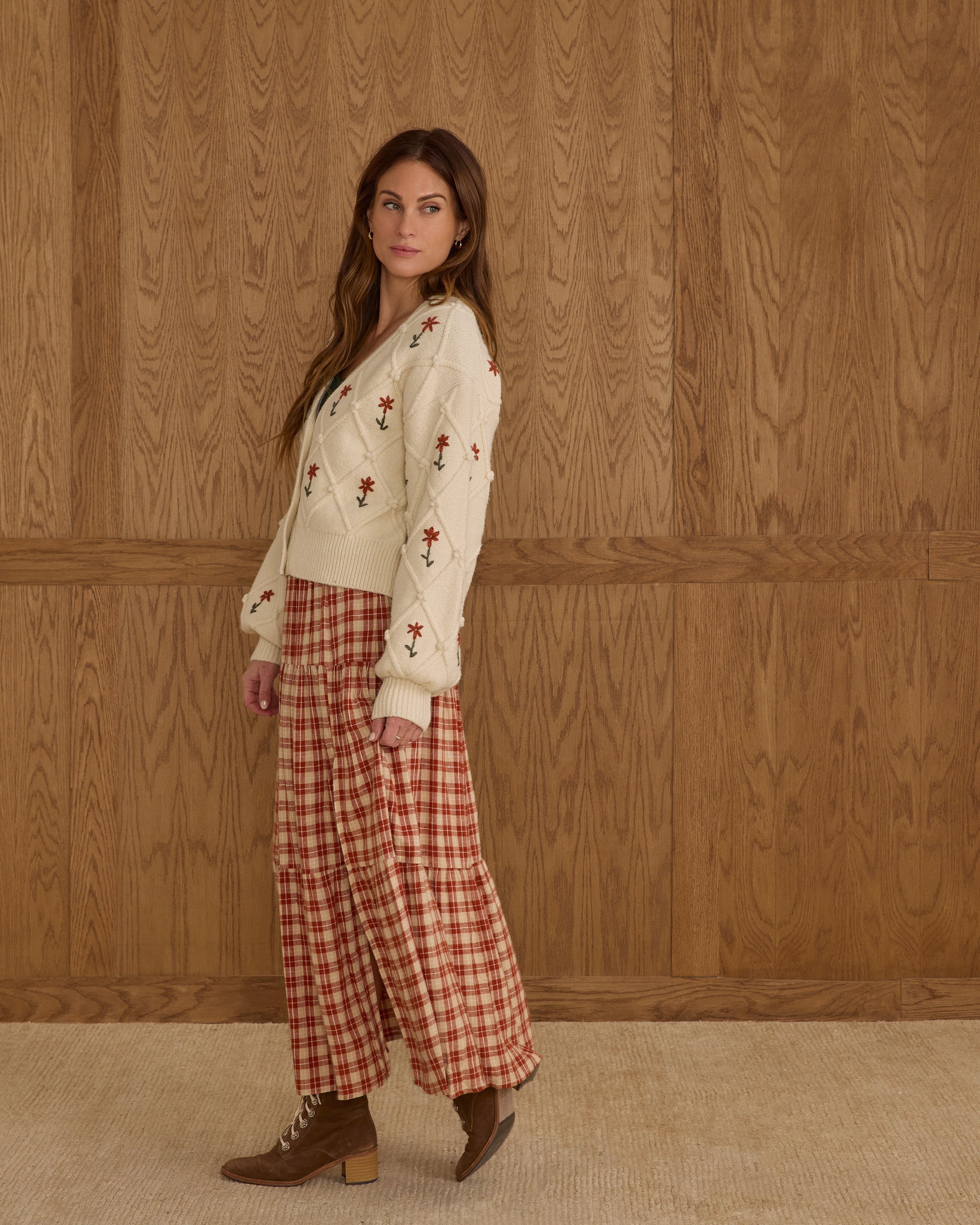 Boxy Crop Cardigan | Winter Daisy Embroidery