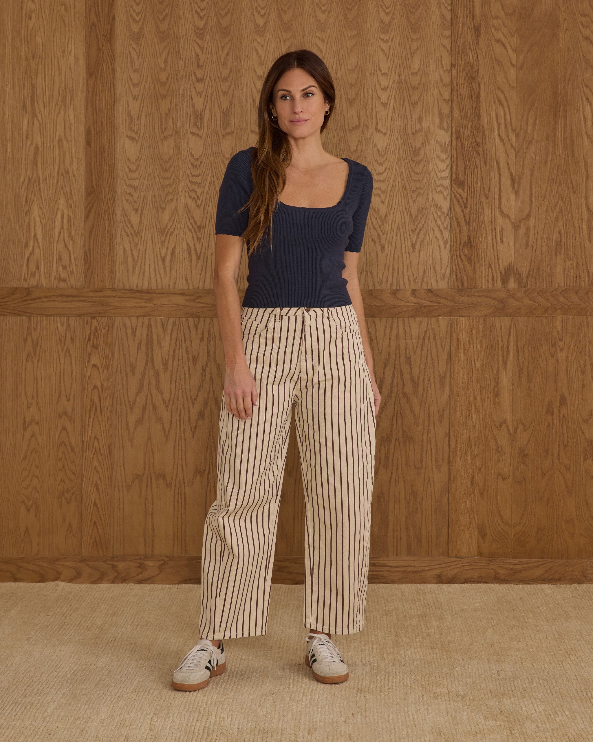 Barrel Pant | Burgundy Pinstripe Teen