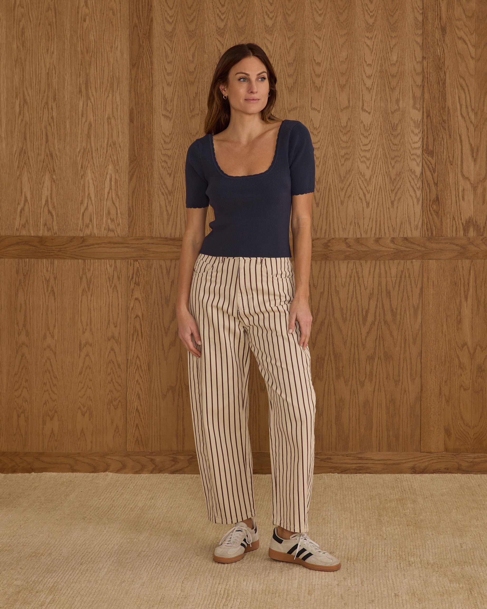 Barrel Pant | Burgundy Pinstripe Teen