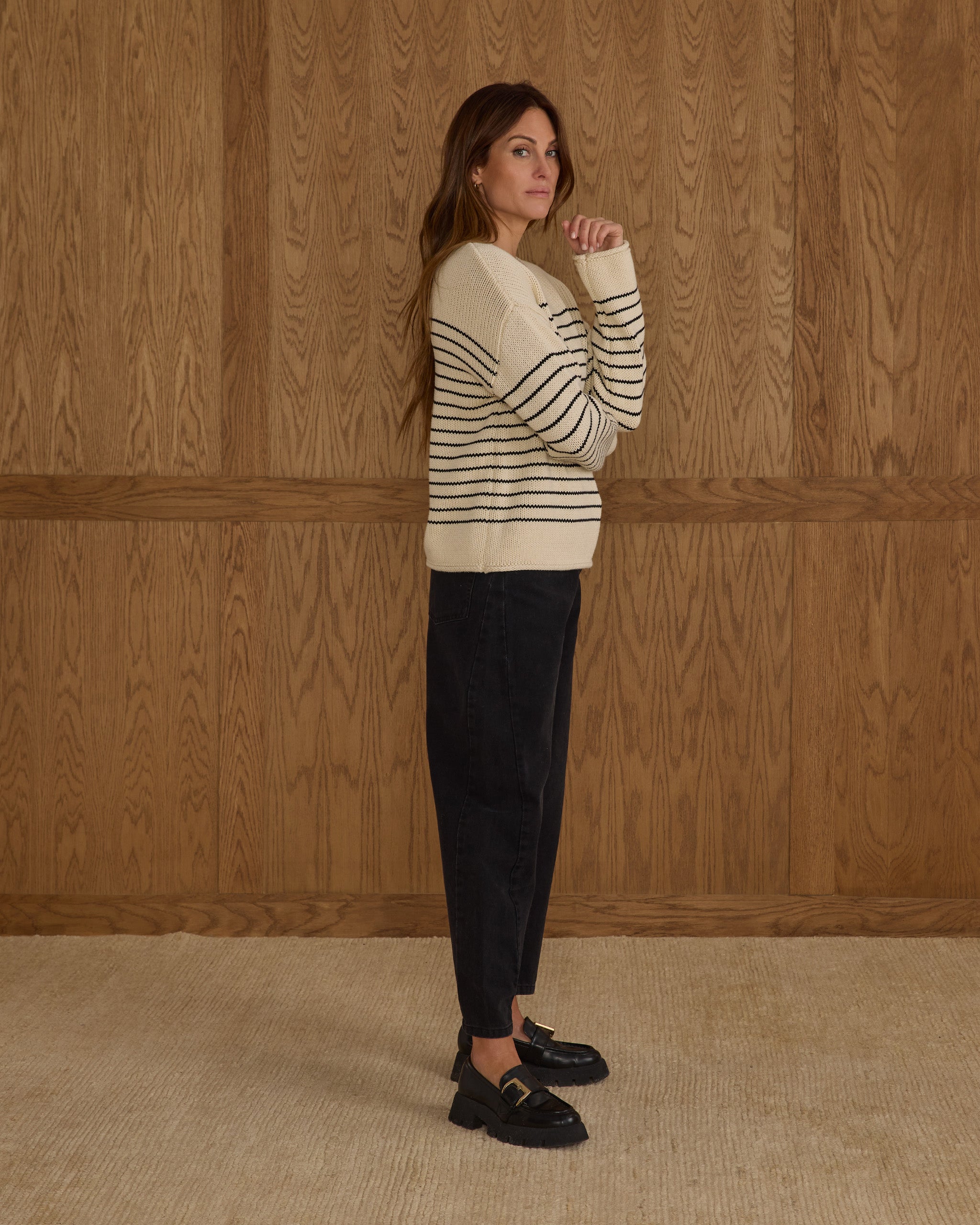 Jacques Sweater | Black Stripe - Rylee + Cru | Kids Clothes | Trendy Baby Clothes | Modern Infant Outfits |