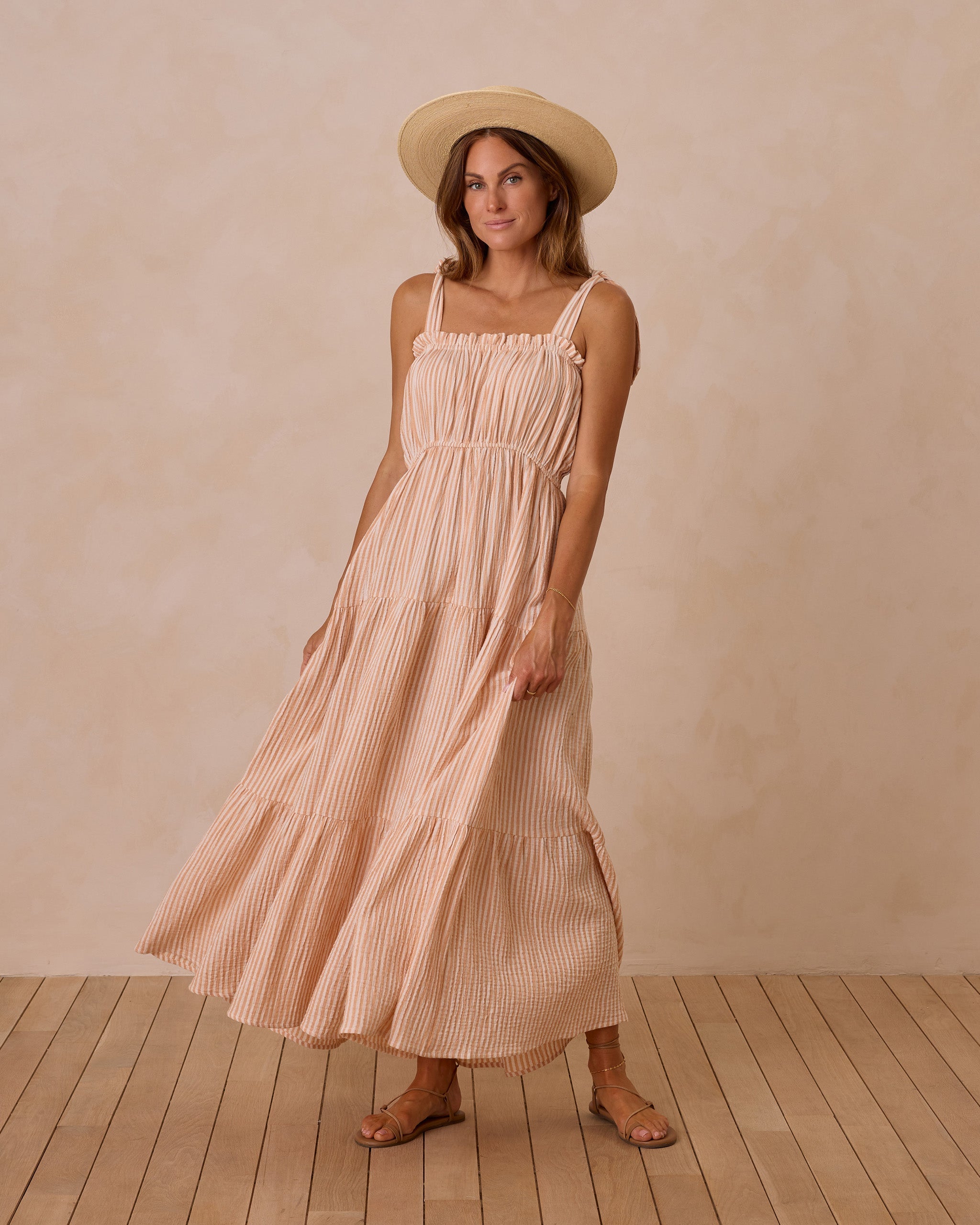 Delphina Dress | Grapefruit Stripe