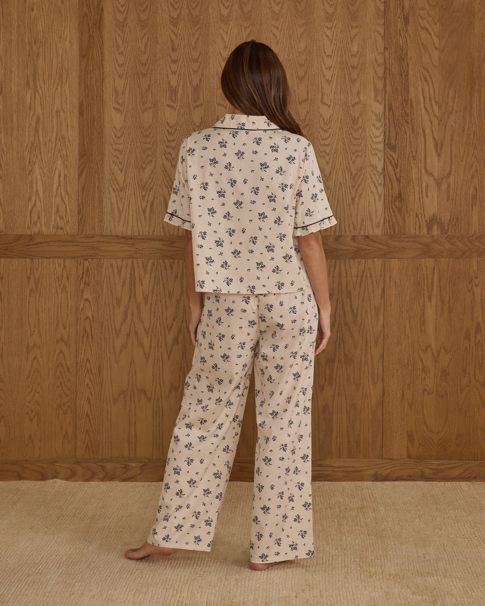 Ensemble pyjama tissé | Motif floral bleu
