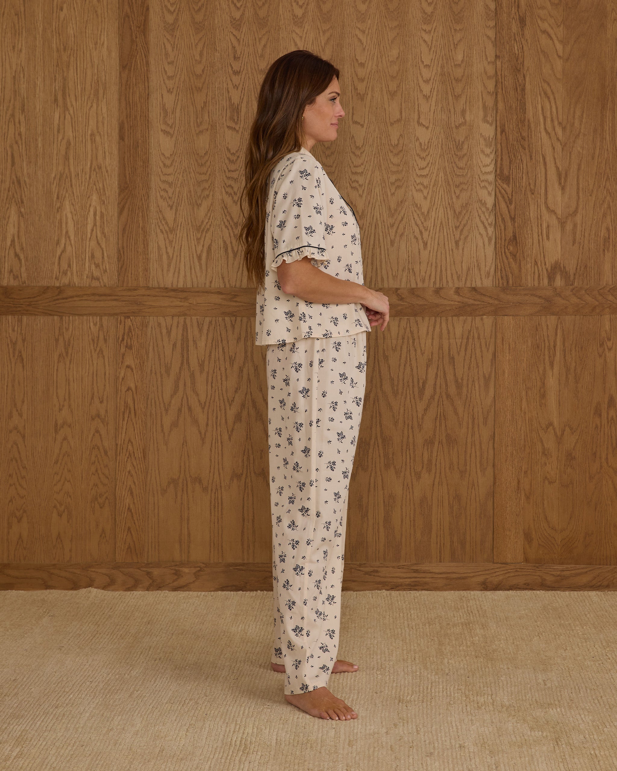 Ensemble pyjama tissé | Motif floral bleu
