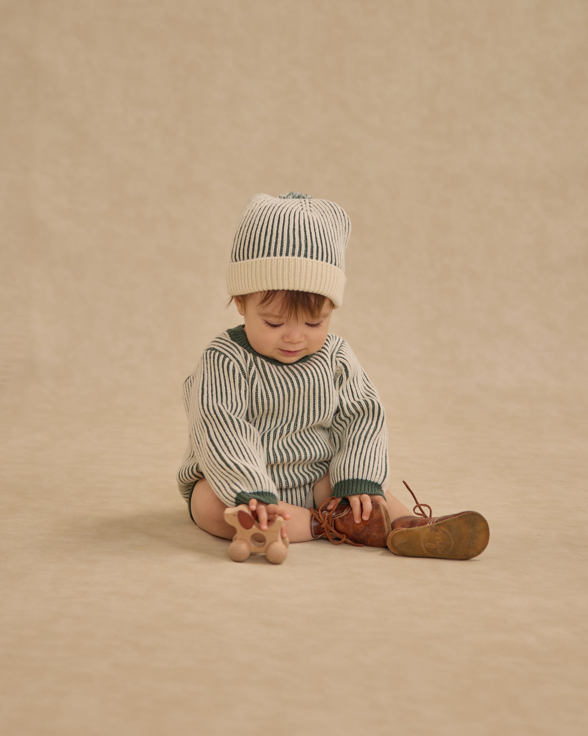 Beanie || Green Stripe - Rylee + Cru | Kids Clothes | Trendy Baby Clothes | Modern Infant Outfits |