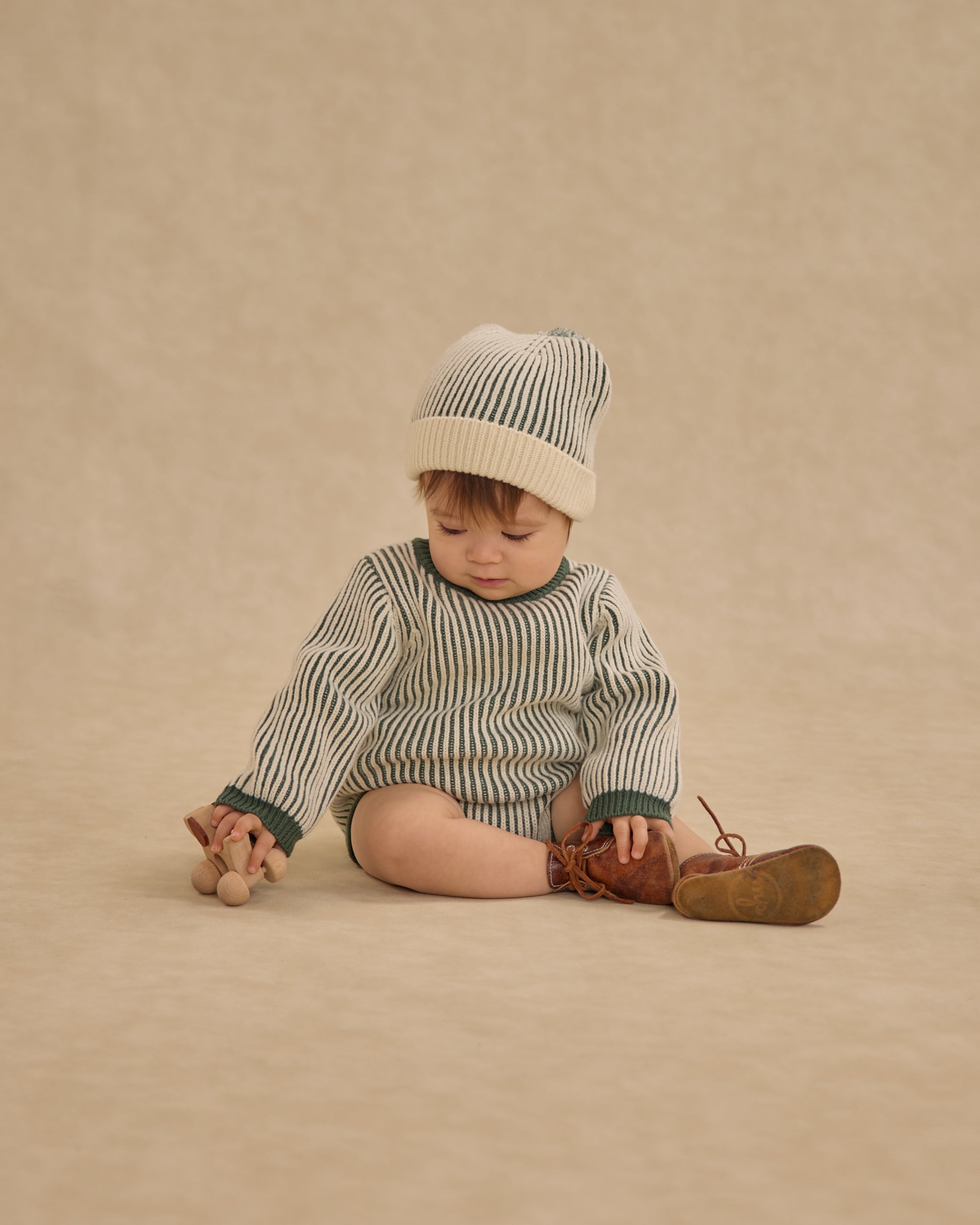 Beanie || Green Stripe - Rylee + Cru | Kids Clothes | Trendy Baby Clothes | Modern Infant Outfits |