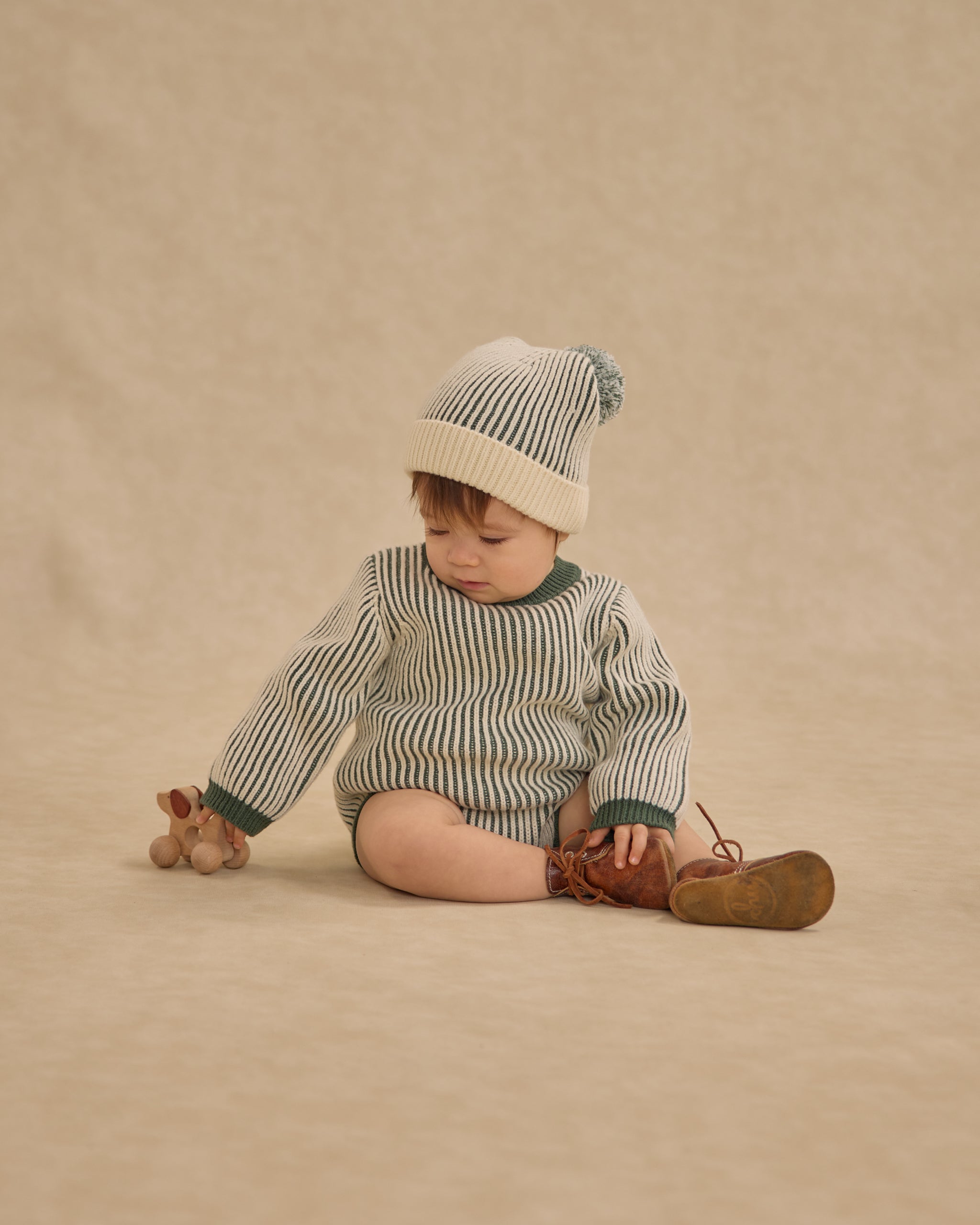 Beanie || Green Stripe - Rylee + Cru | Kids Clothes | Trendy Baby Clothes | Modern Infant Outfits |
