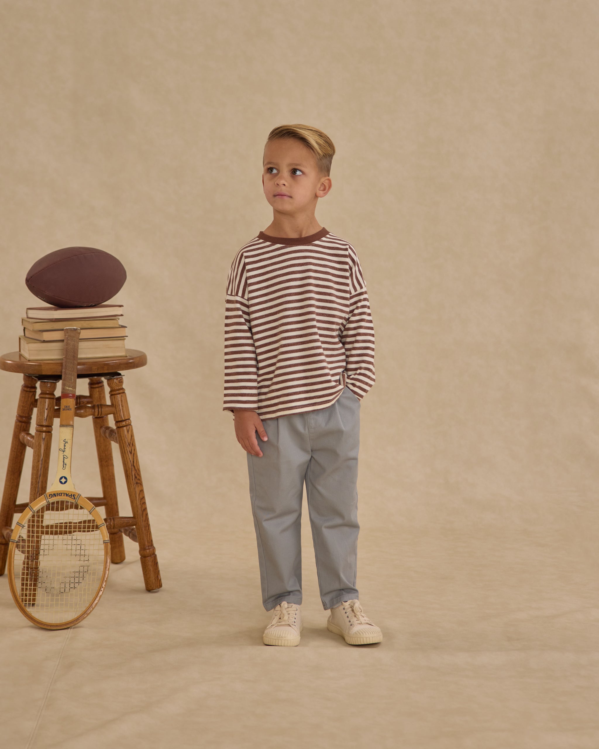 Camden Long Sleeve Tee || Brown Stripe - Rylee + Cru | Kids Clothes | Trendy Baby Clothes | Modern Infant Outfits |