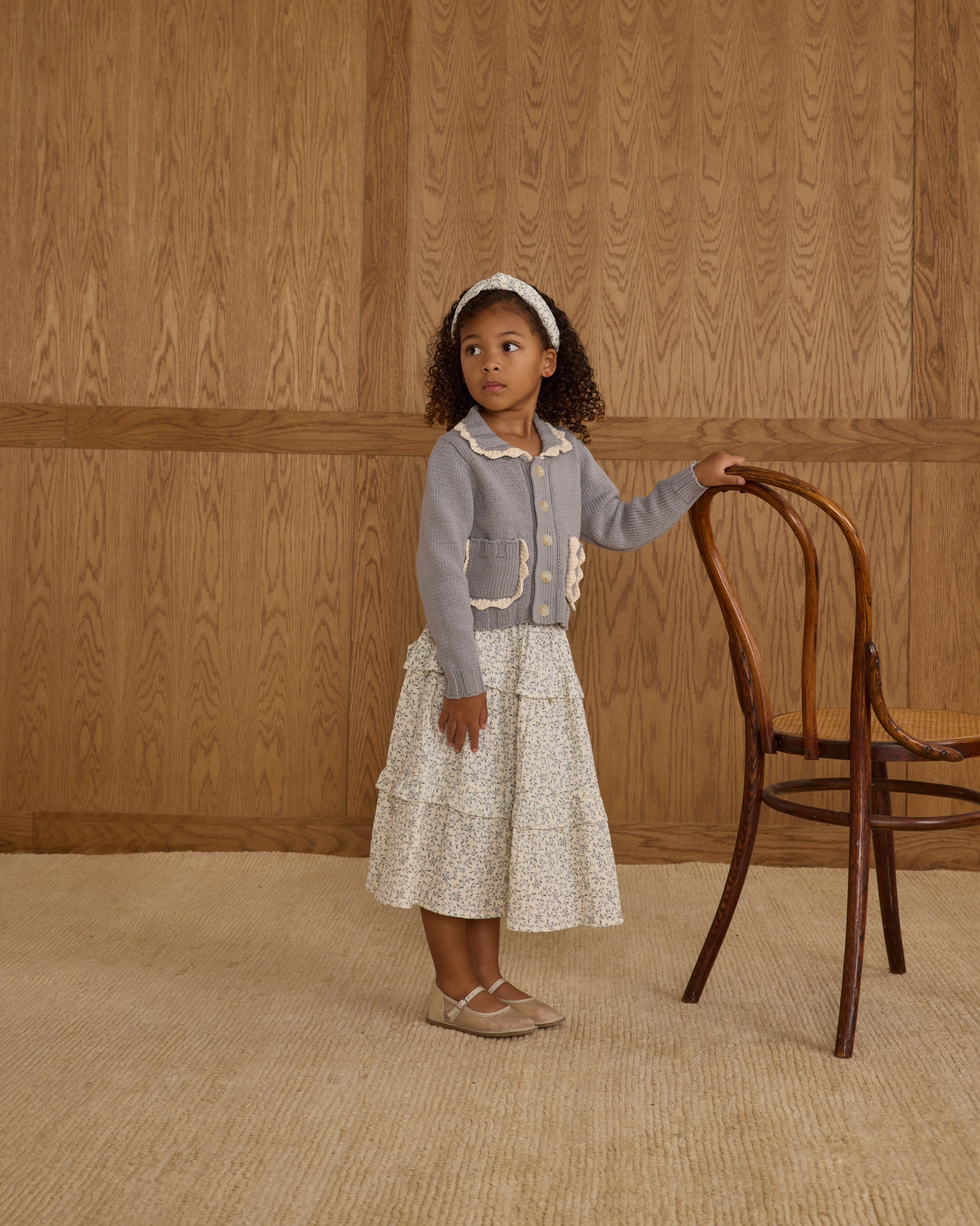 Ruffled Midi Skirt || Blue Vines – Rylee Cru Canada