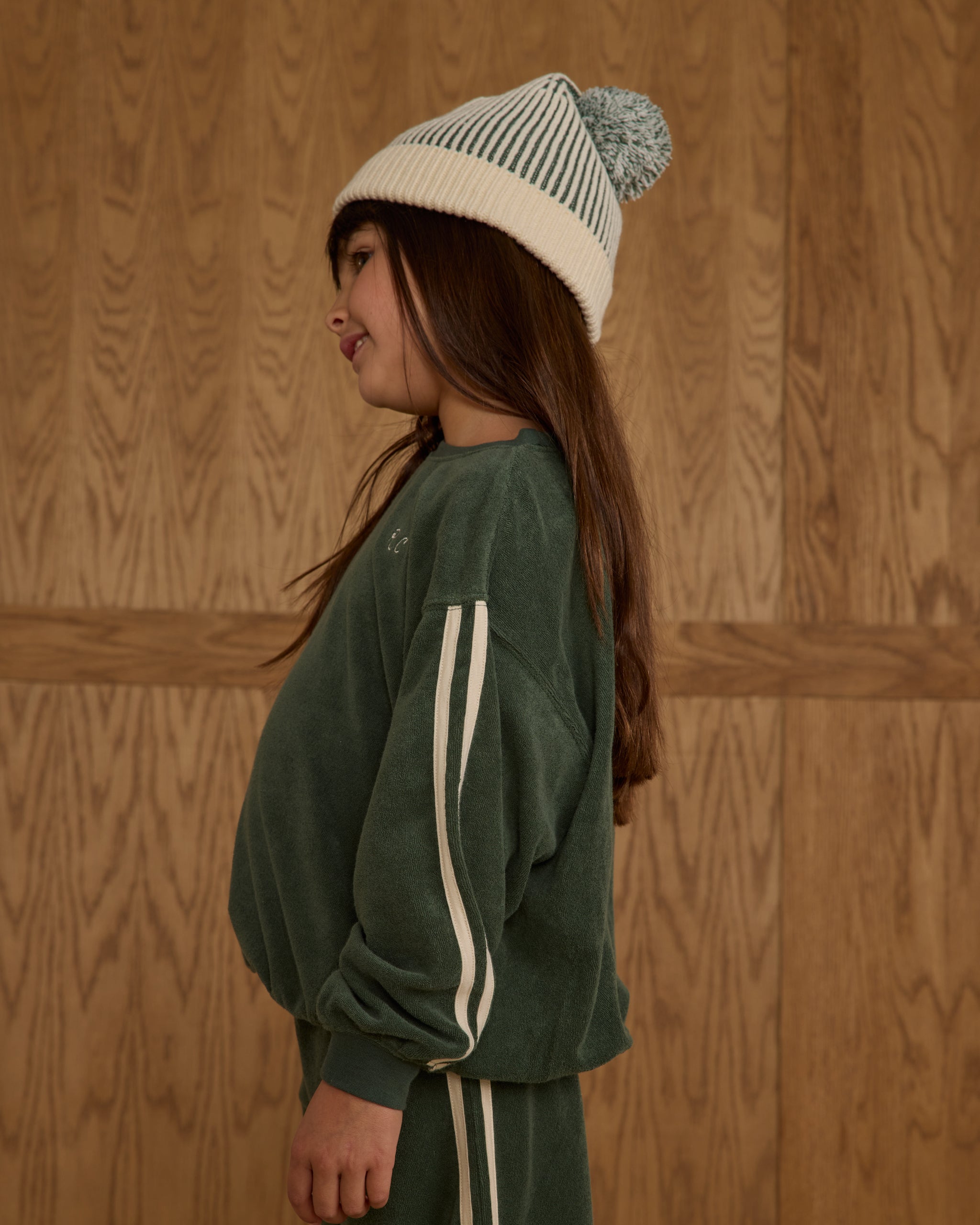 Beanie || Green Stripe - Rylee + Cru | Kids Clothes | Trendy Baby Clothes | Modern Infant Outfits |