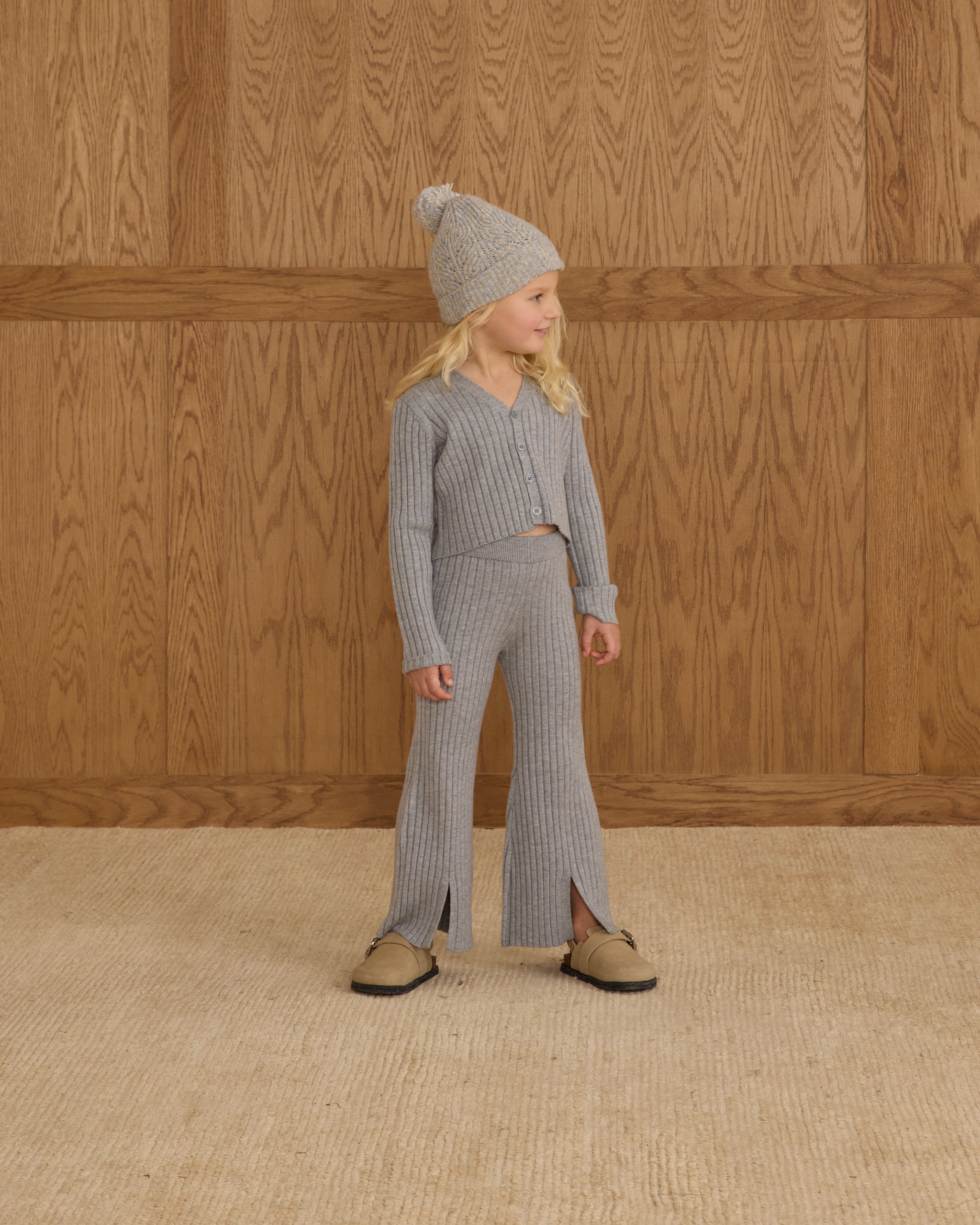 Long Sleeve Knit Button Top || Dusty Blue - Rylee + Cru | Kids Clothes | Trendy Baby Clothes | Modern Infant Outfits |