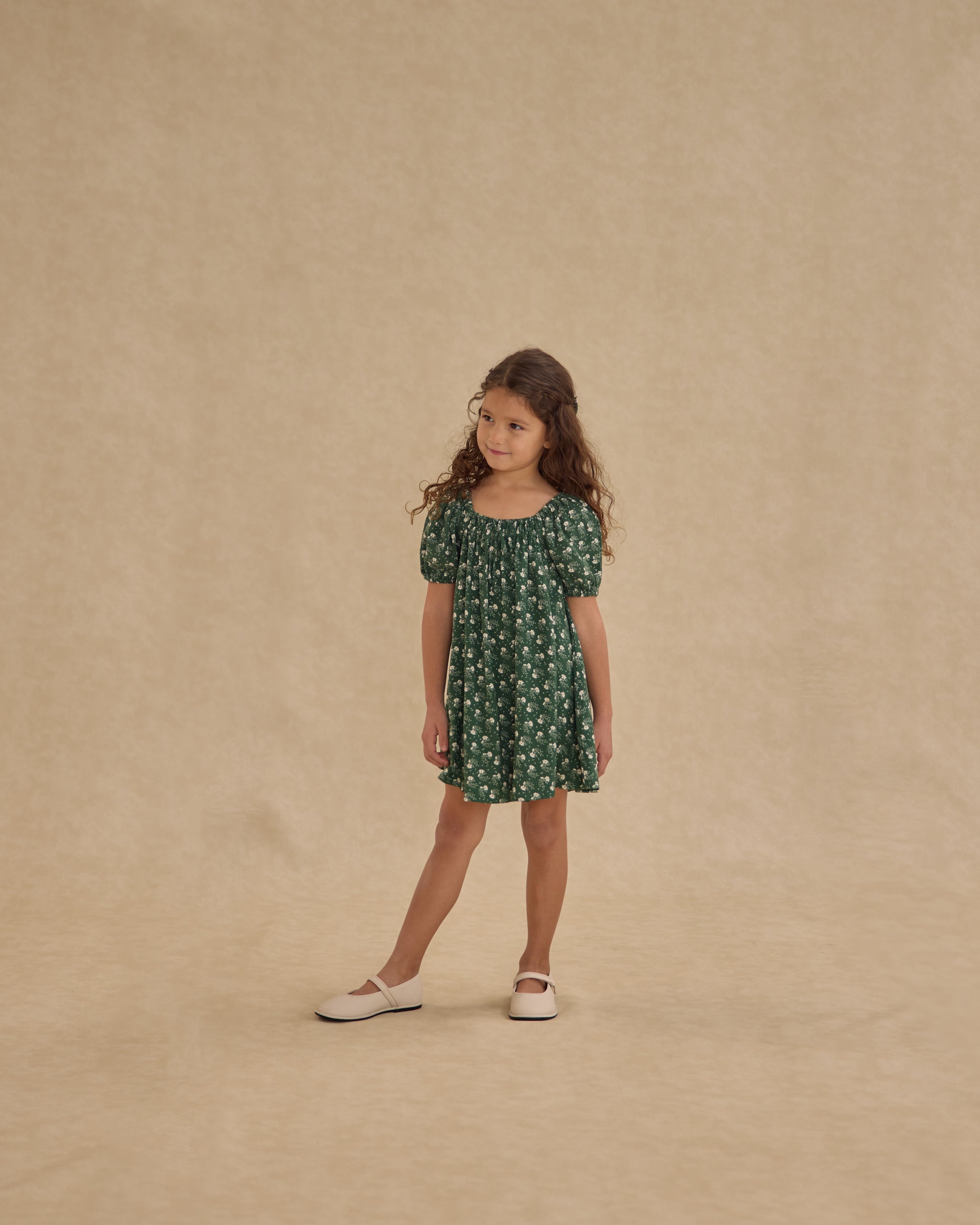Sabrina Mini Dress || Green Ditsy - Rylee + Cru | Kids Clothes | Trendy Baby Clothes | Modern Infant Outfits |