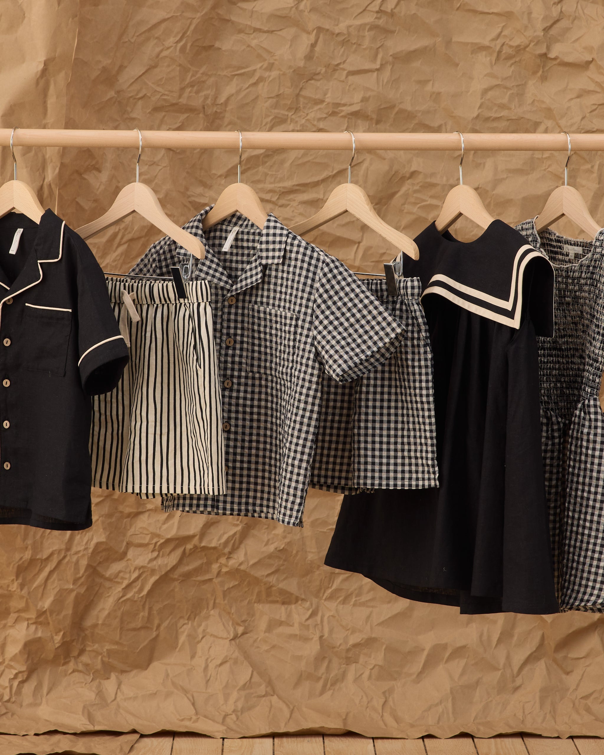Lapel Collar Shirt Black Check - Rylee + Cru | Kids Clothes | Trendy Baby Clothes | Modern Infant Outfits |