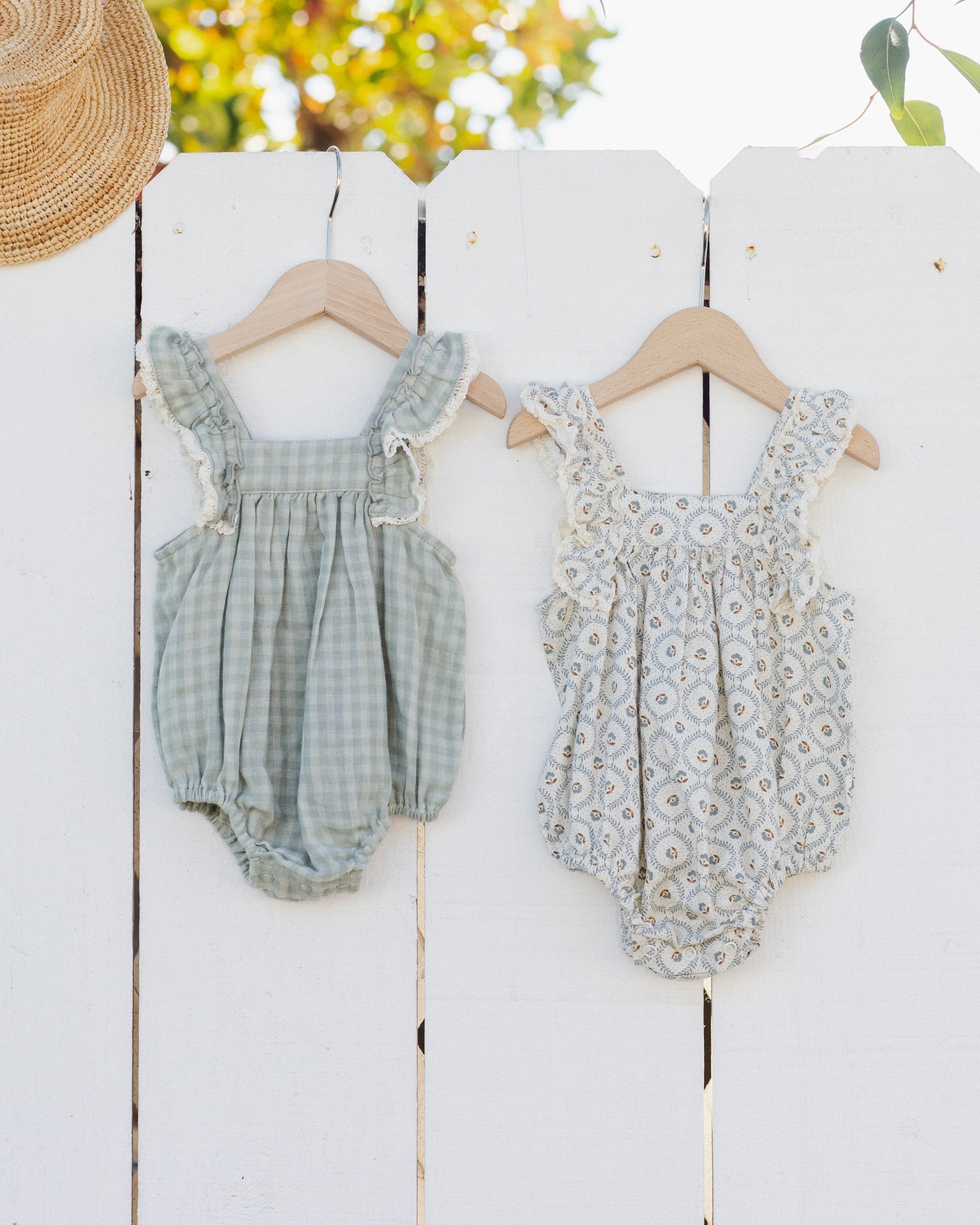 Maya Romper Green Gingham - Rylee + Cru | Kids Clothes | Trendy Baby Clothes | Modern Infant Outfits |