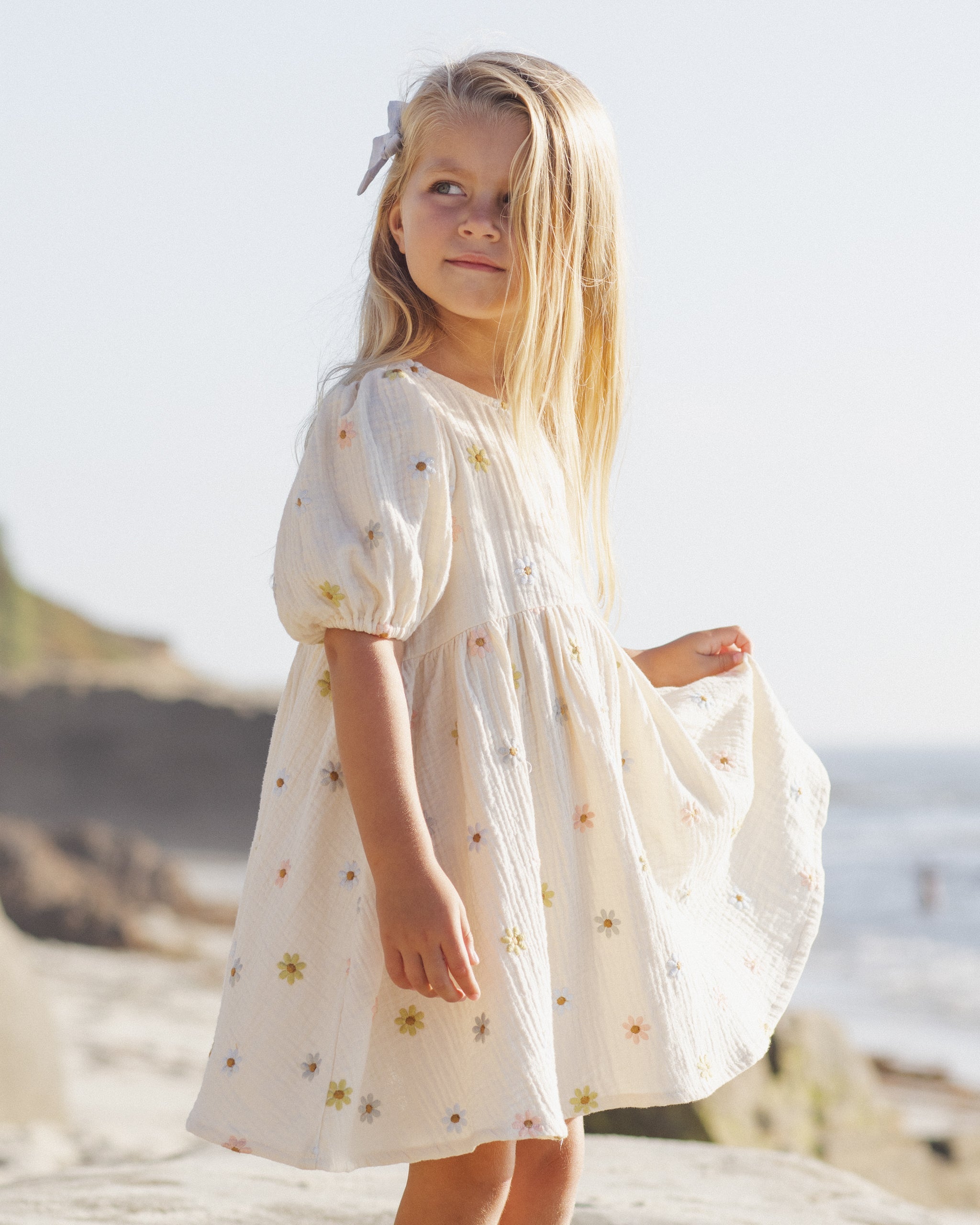 Marley Dress Embroidered Daisies - Rylee + Cru | Kids Clothes | Trendy Baby Clothes | Modern Infant Outfits |