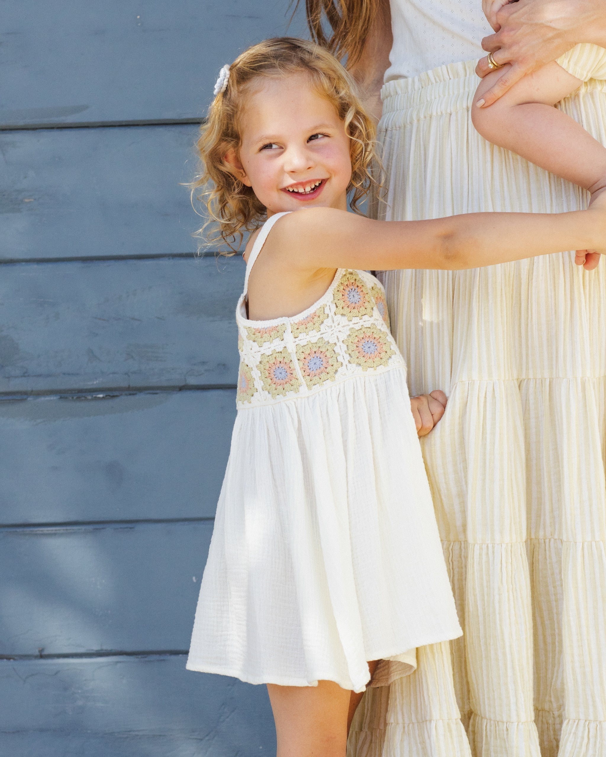 Crochet Sundress Citron Daisy Check - Rylee + Cru | Kids Clothes | Trendy Baby Clothes | Modern Infant Outfits |