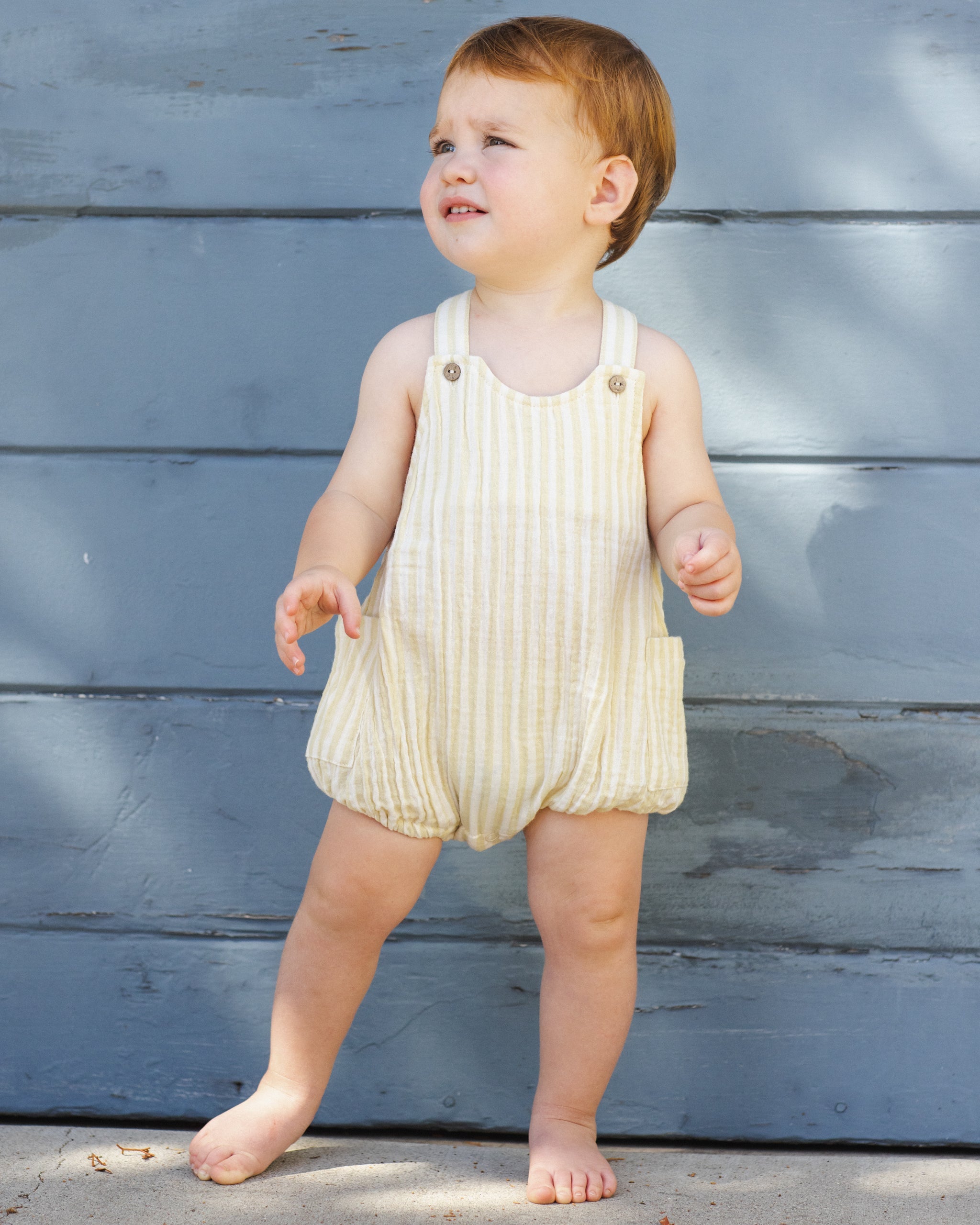 Lou Romper Citron Stripe - Rylee + Cru | Kids Clothes | Trendy Baby Clothes | Modern Infant Outfits |