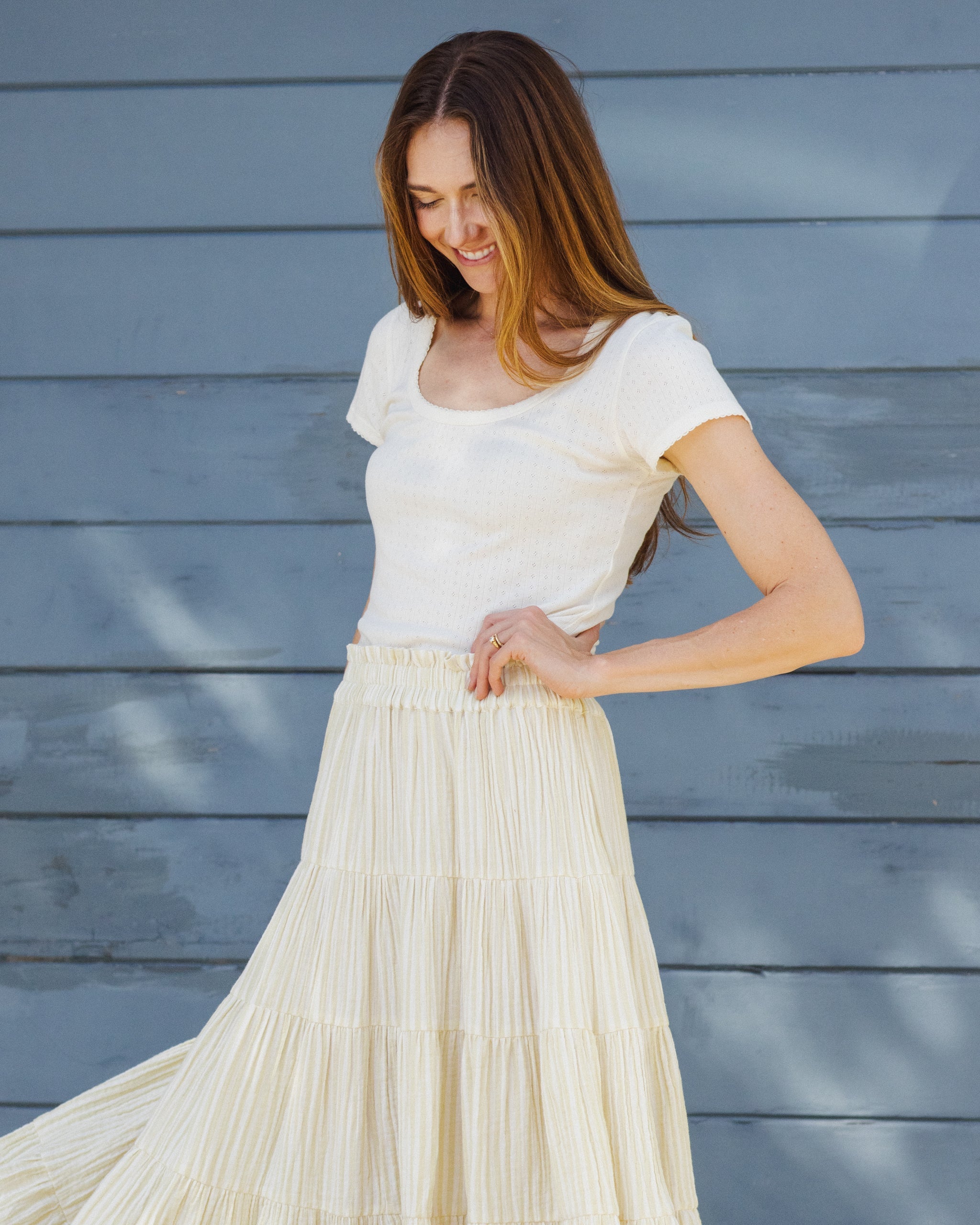 Women's Pointelle Tee Ivory - Rylee + Cru | Kids Clothes | Trendy Baby Clothes | Modern Infant Outfits |