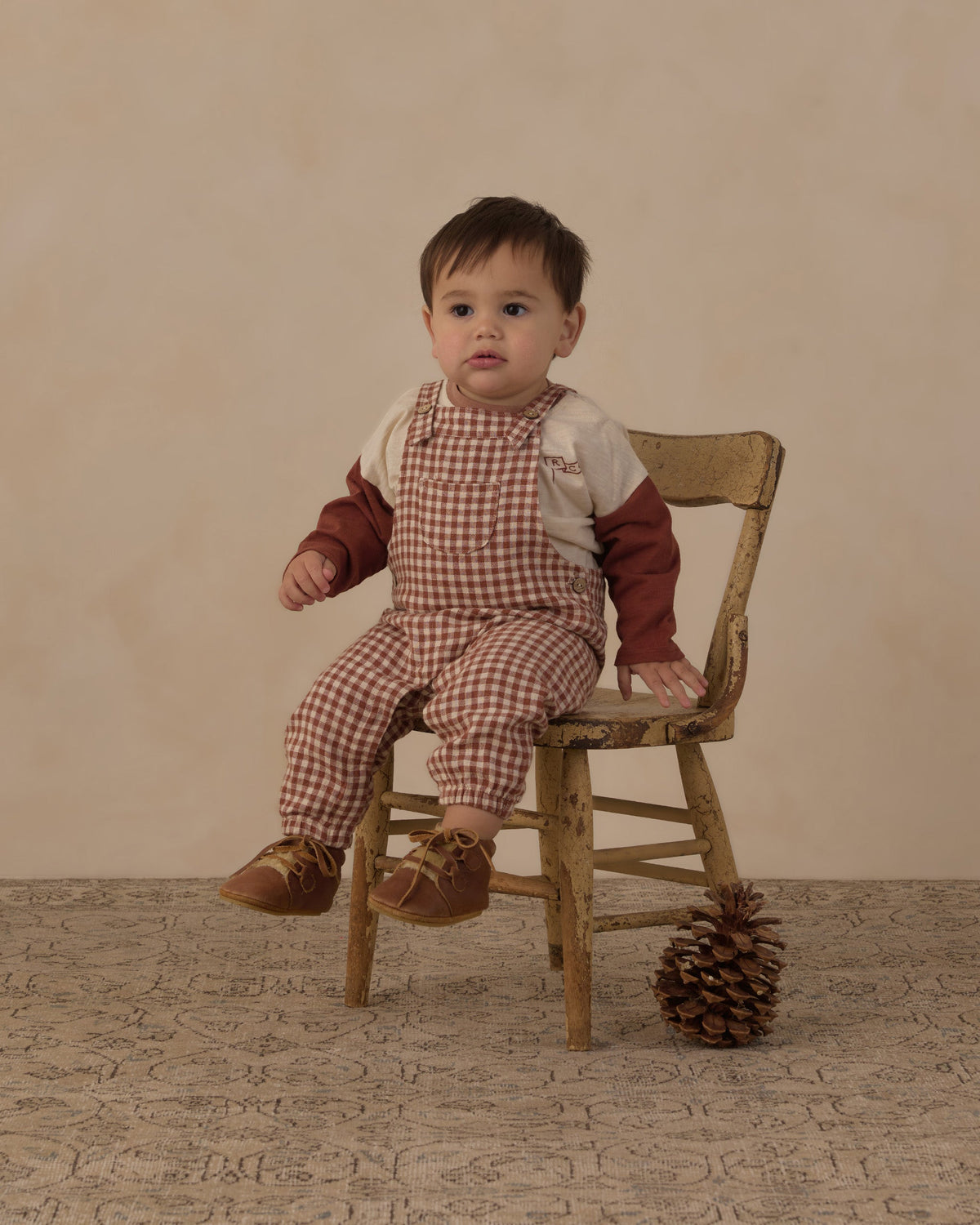 Baby Overalls Brick Check - Rylee + Cru | Kids Clothes | Trendy Baby Clothes | Modern Infant Outfits |