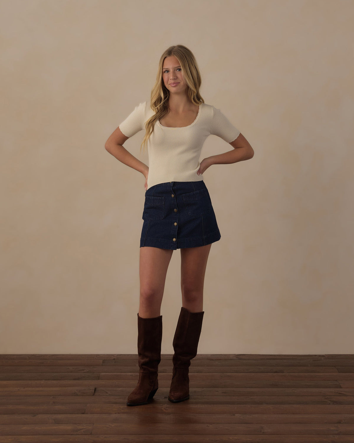 Teen Scallop Tee Natural - Rylee + Cru | Kids Clothes | Trendy Baby Clothes | Modern Infant Outfits |