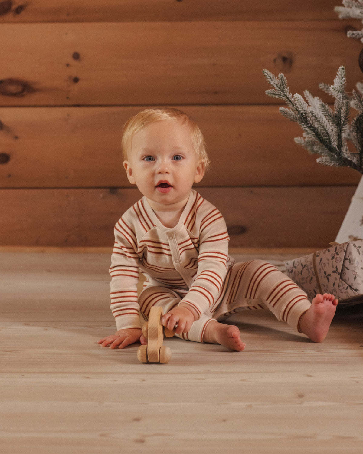 Organic Long John Pajamas Holiday Stripe - Rylee + Cru | Kids Clothes | Trendy Baby Clothes | Modern Infant Outfits |