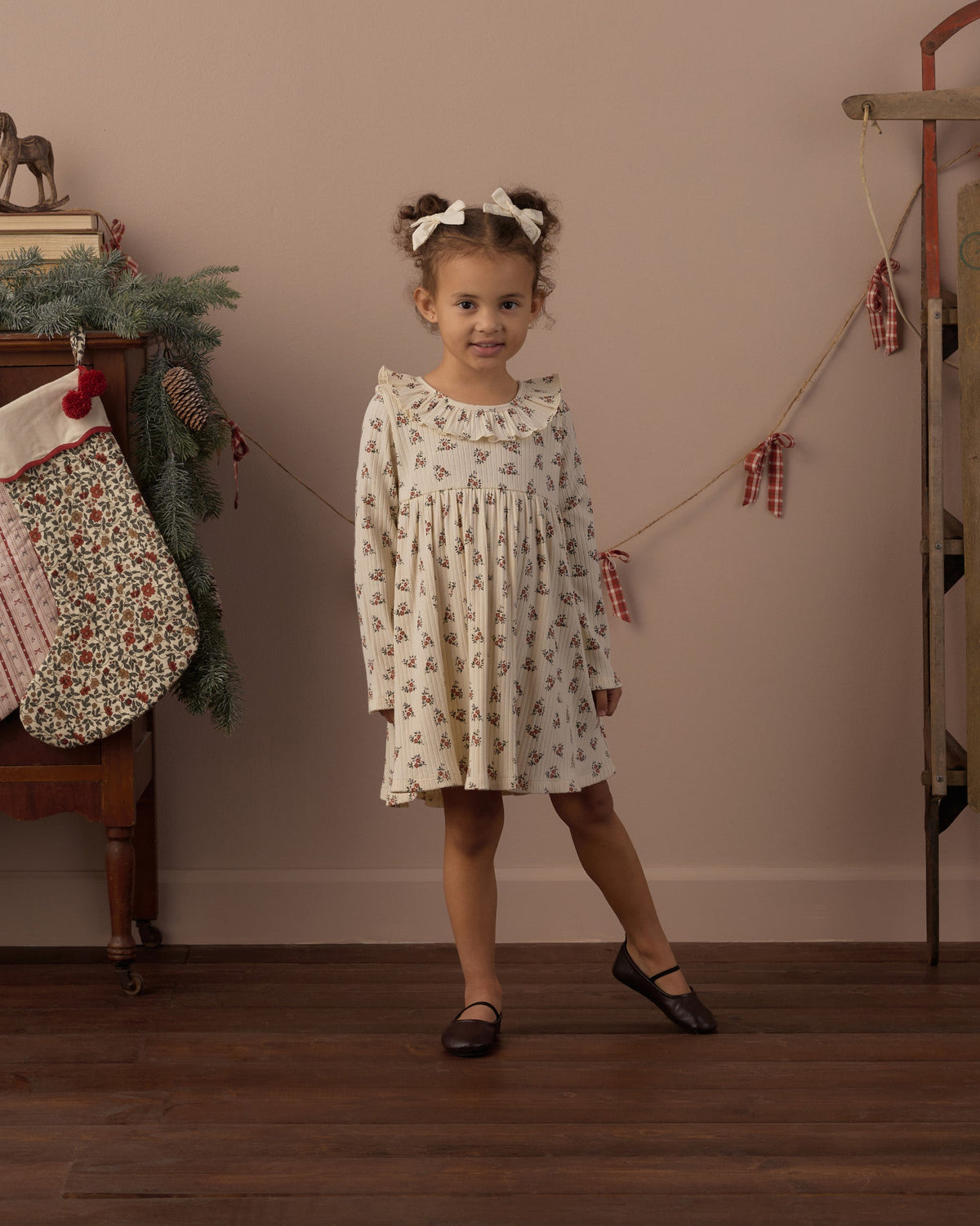Ruffle Collar Dress Ruby Bloom - Rylee + Cru | Kids Clothes | Trendy Baby Clothes | Modern Infant Outfits |