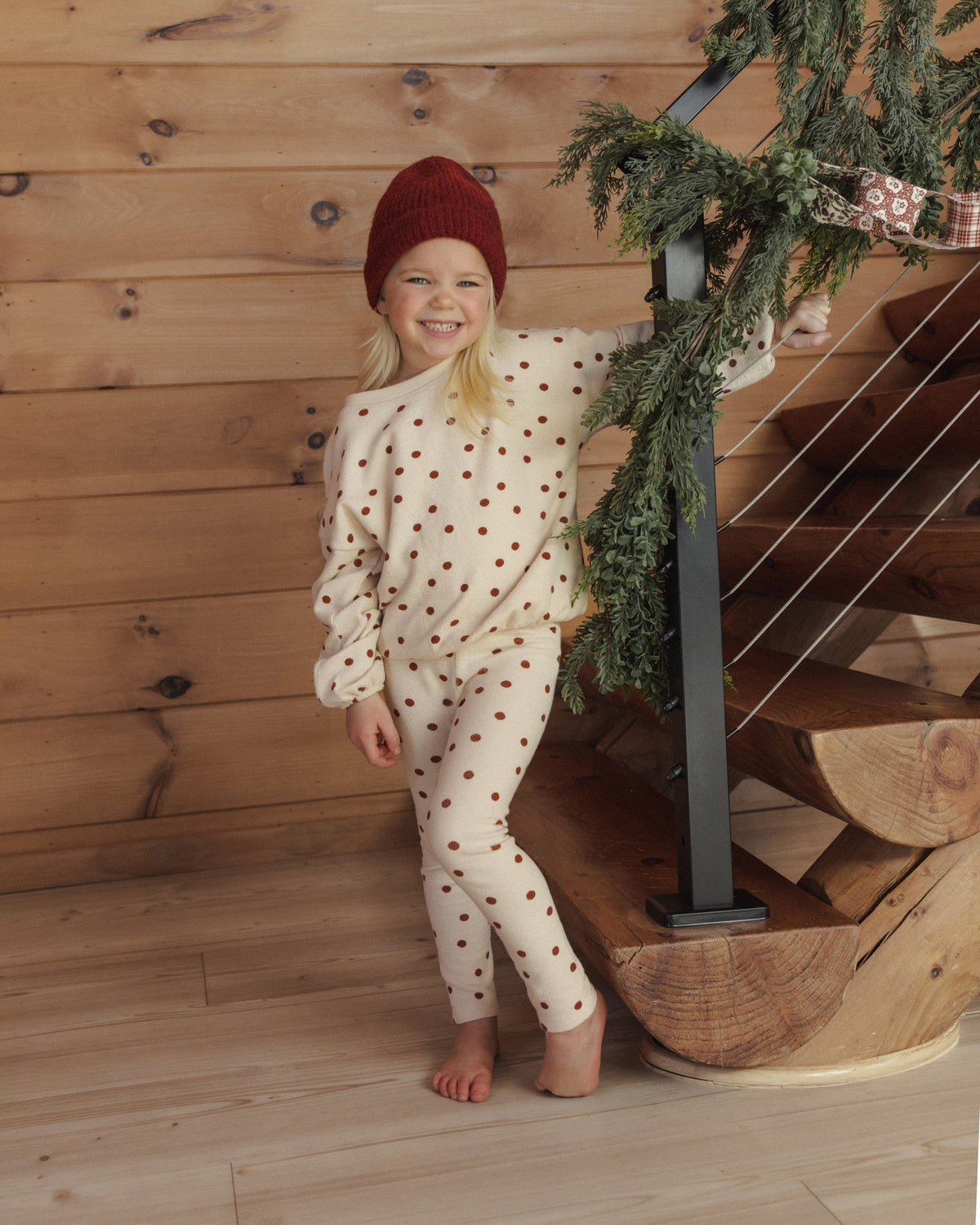 Spongey Knit Set Ruby Dots - Rylee + Cru | Kids Clothes | Trendy Baby Clothes | Modern Infant Outfits |