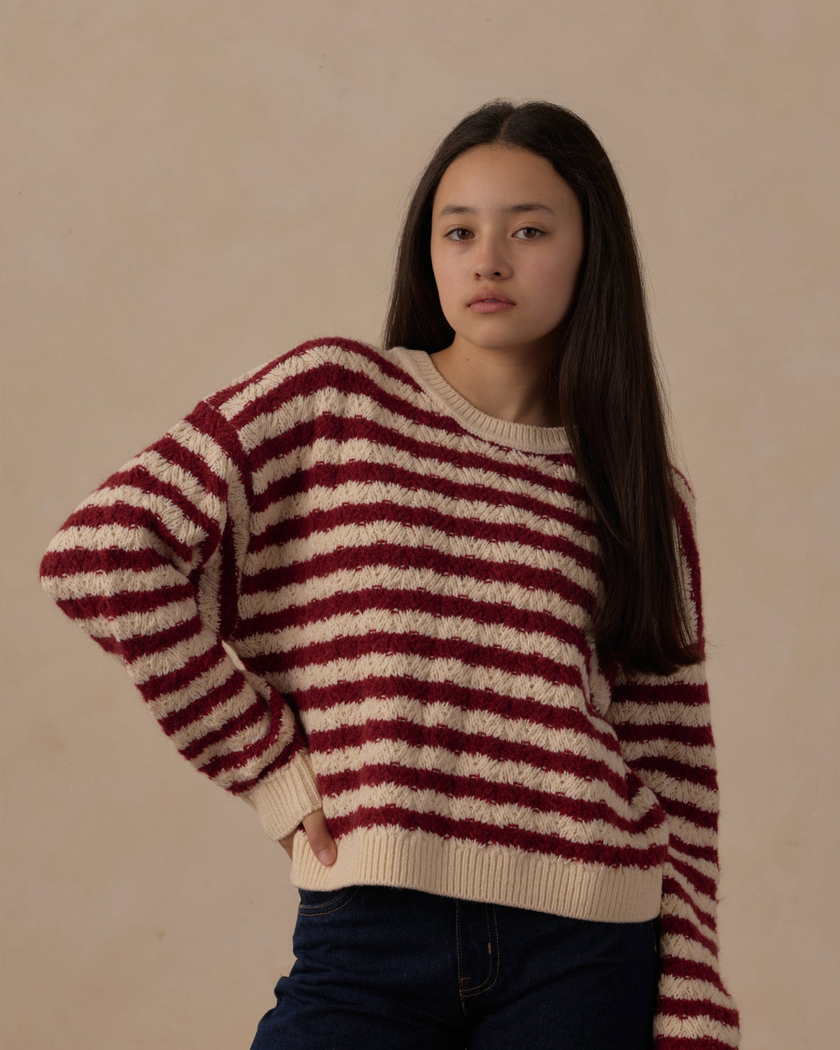 Teen Carolina Sweater Ruby Stripe - Rylee + Cru | Kids Clothes | Trendy Baby Clothes | Modern Infant Outfits |