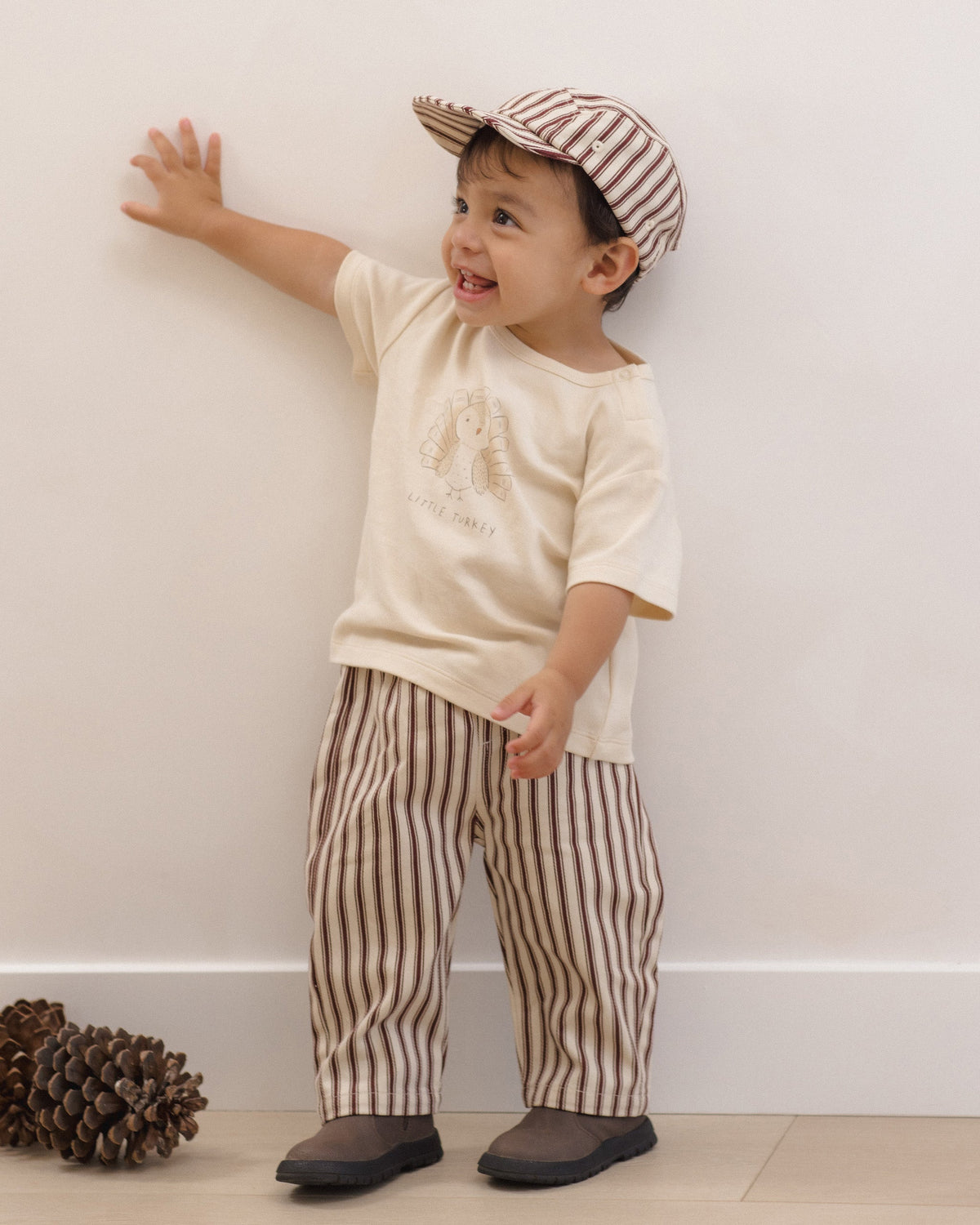 Baby Cap Black Cherry Pinstripe - Rylee + Cru | Kids Clothes | Trendy Baby Clothes | Modern Infant Outfits |