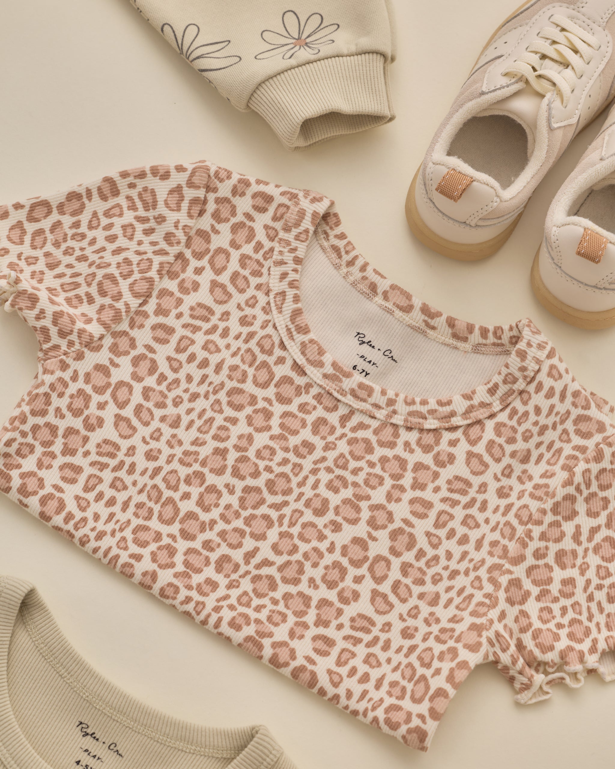 Ribbed Basic Tee Pink Leopard - Rylee + Cru | Kids Clothes | Trendy Baby Clothes | Modern Infant Outfits |