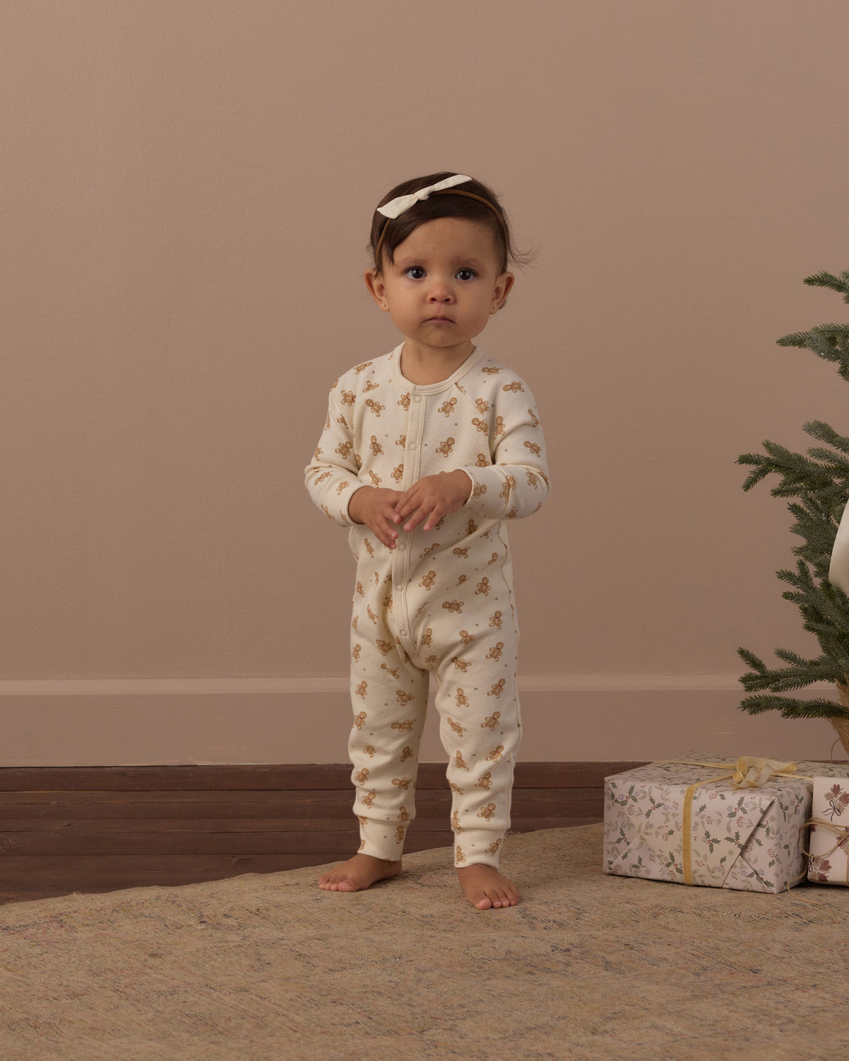 Organic Long John Pajamas Gingerbread - Rylee + Cru | Kids Clothes | Trendy Baby Clothes | Modern Infant Outfits |