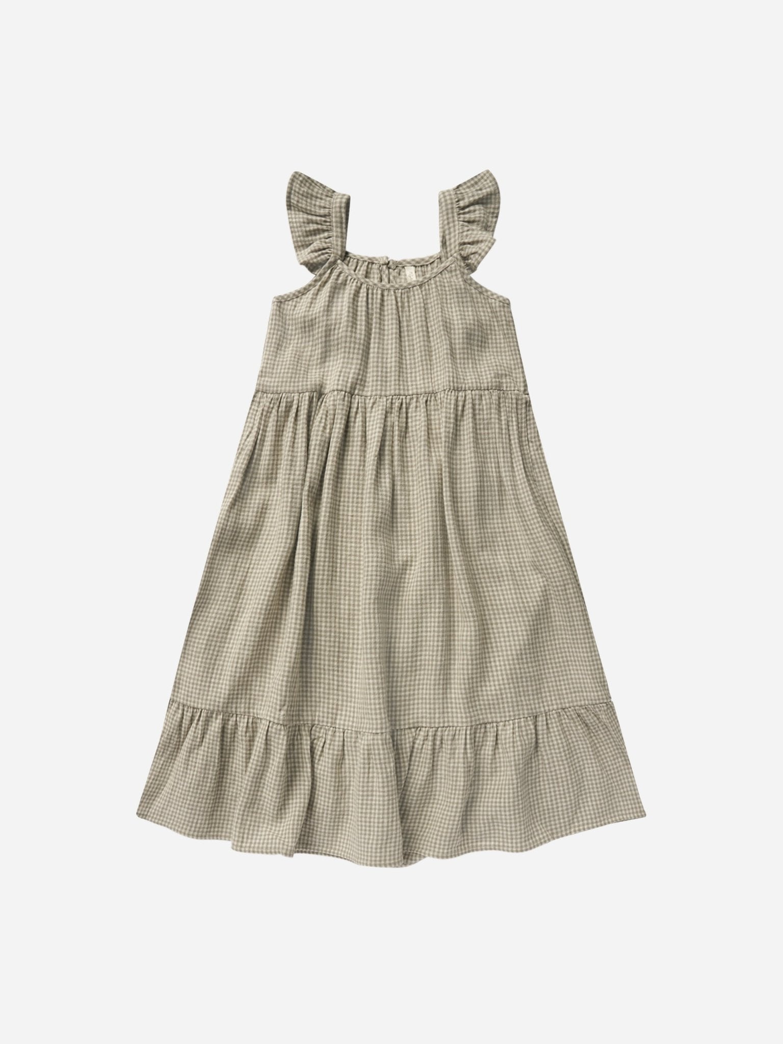 Abbie Tiered Dress || Sage Gingham - Rylee + Cru Canada