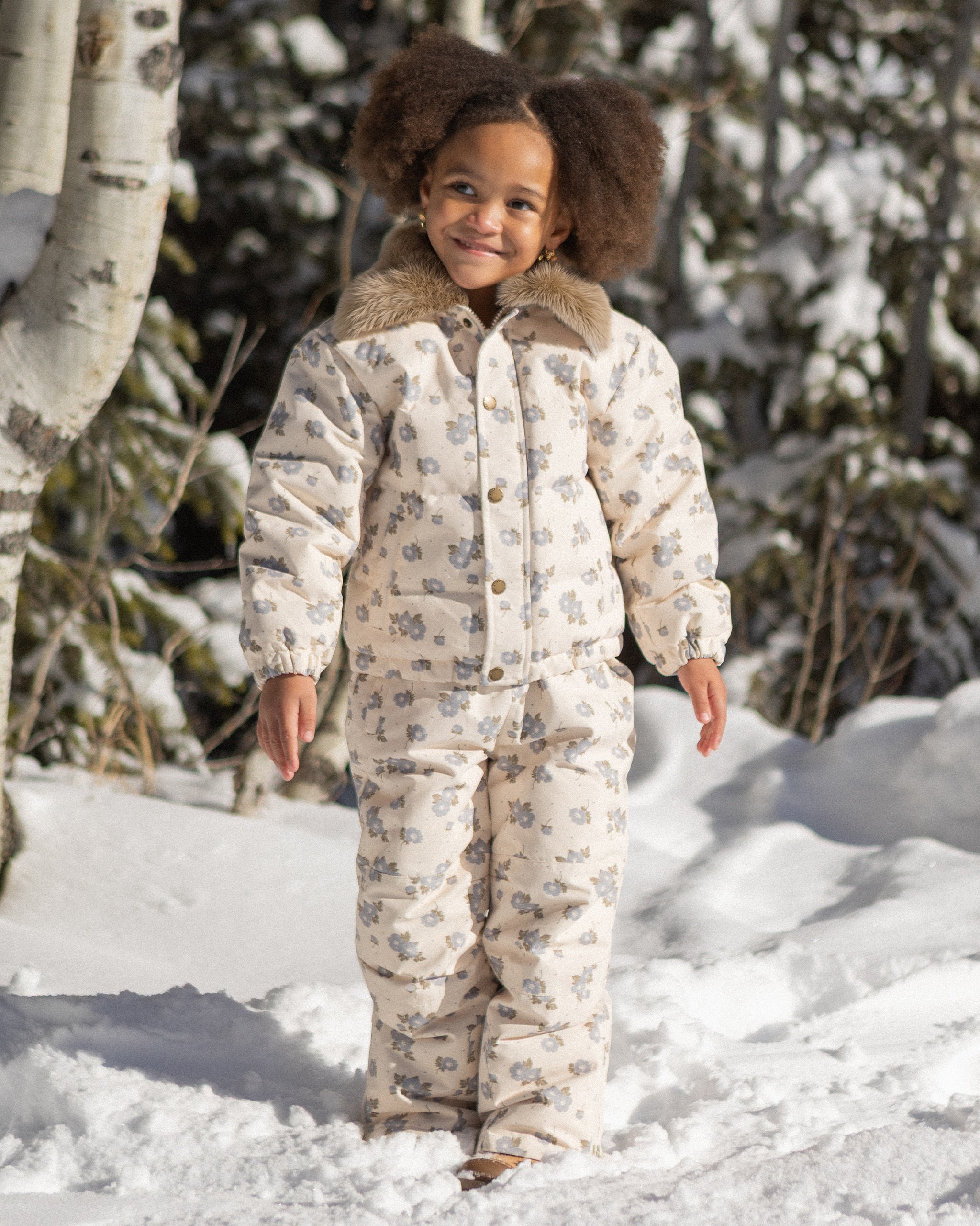 Snow Bib Blue Floral - Rylee + Cru | Kids Clothes | Trendy Baby Clothes | Modern Infant Outfits |
