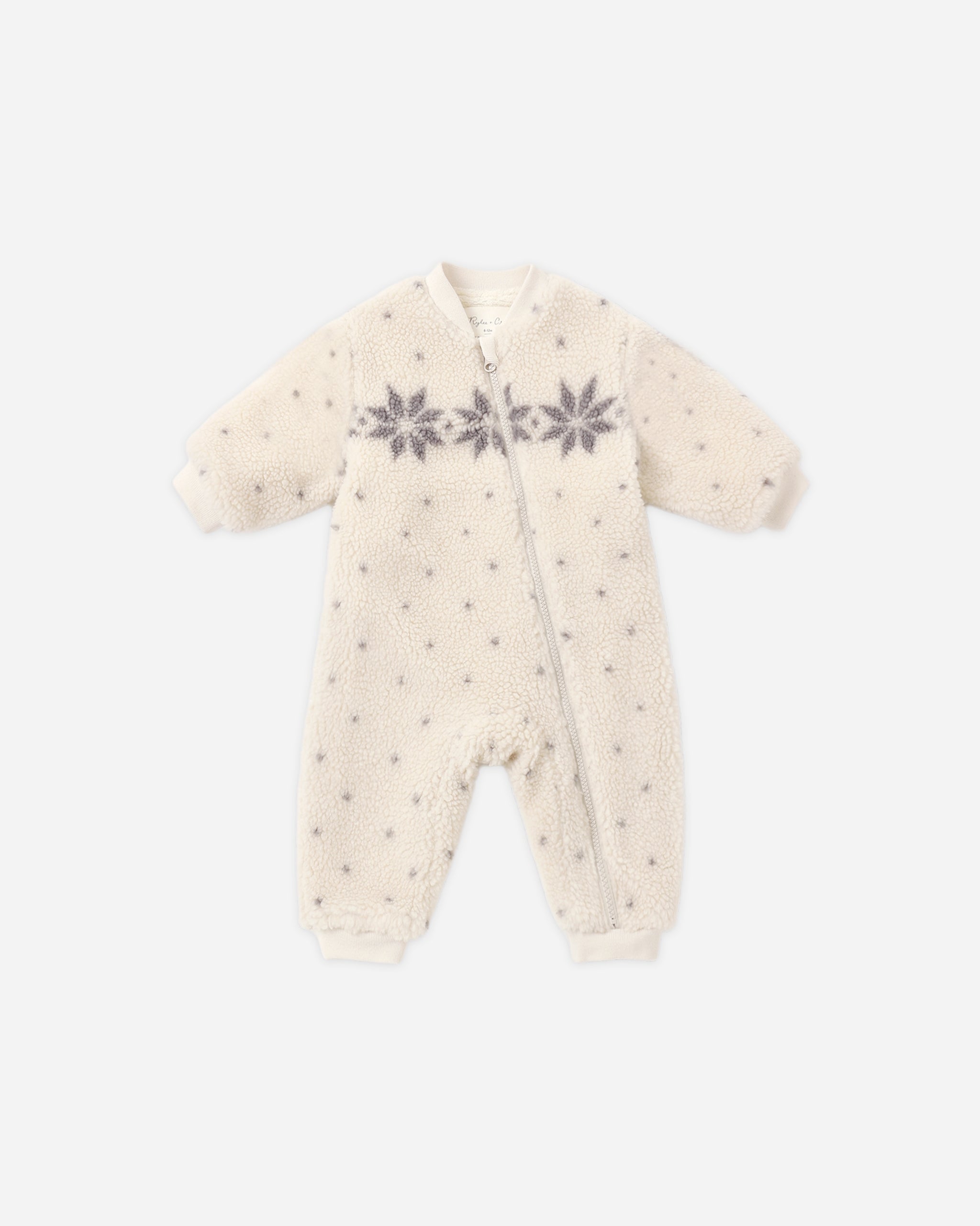 Shearling Baby Jumpsuit Natural Fair Isle - Rylee + Cru | Kids Clothes | Trendy Baby Clothes | Modern Infant Outfits |