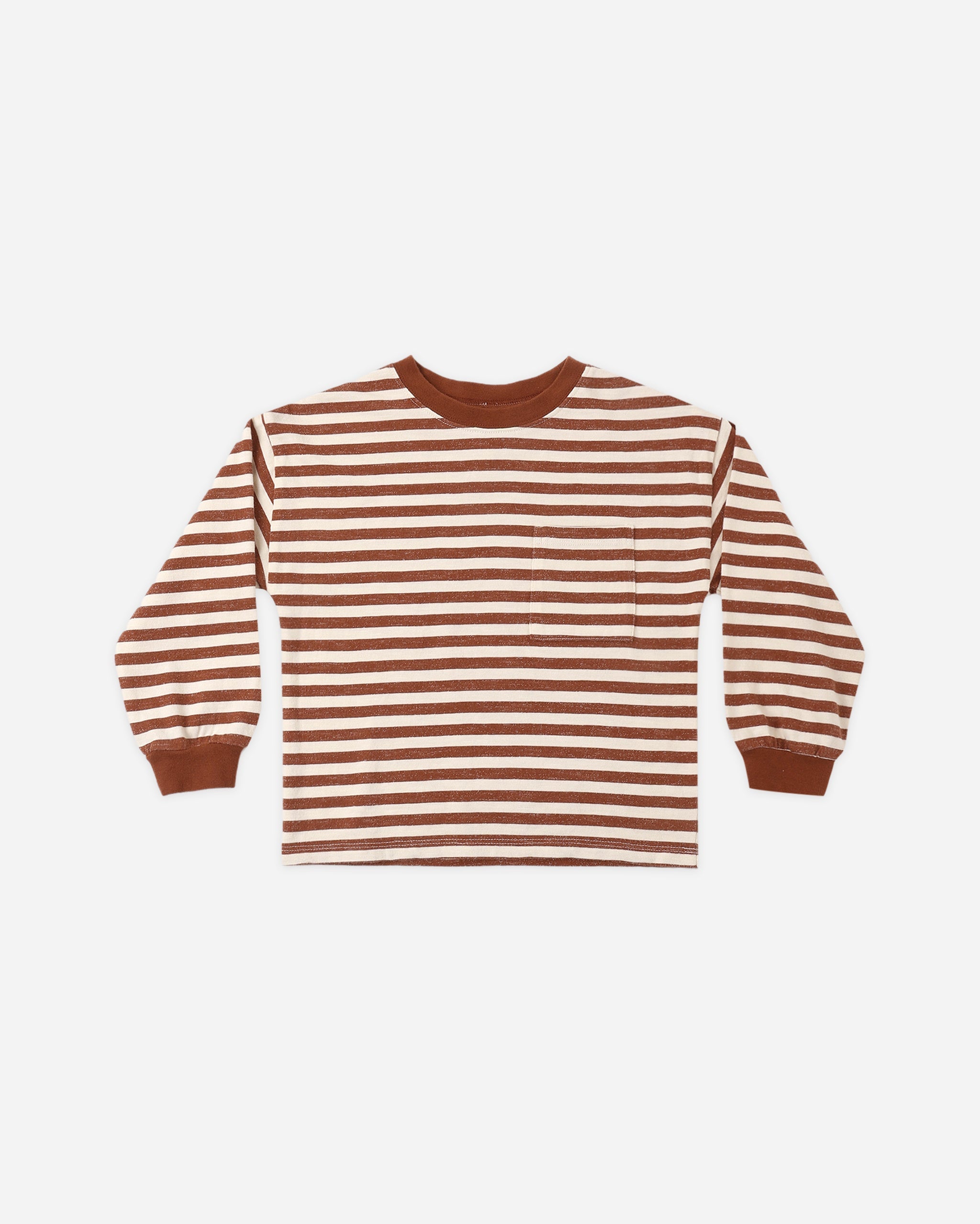 Relaxed Long Sleeve Tee Brick Stripe - Rylee + Cru | Kids Clothes | Trendy Baby Clothes | Modern Infant Outfits |