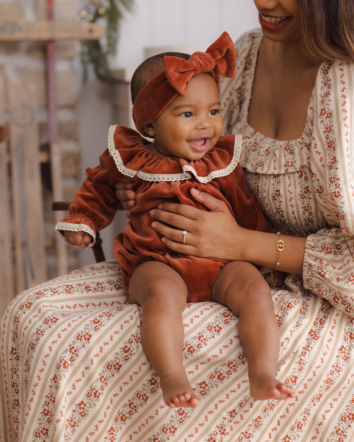 Velour Bow Headband Redwood - Rylee + Cru | Kids Clothes | Trendy Baby Clothes | Modern Infant Outfits |
