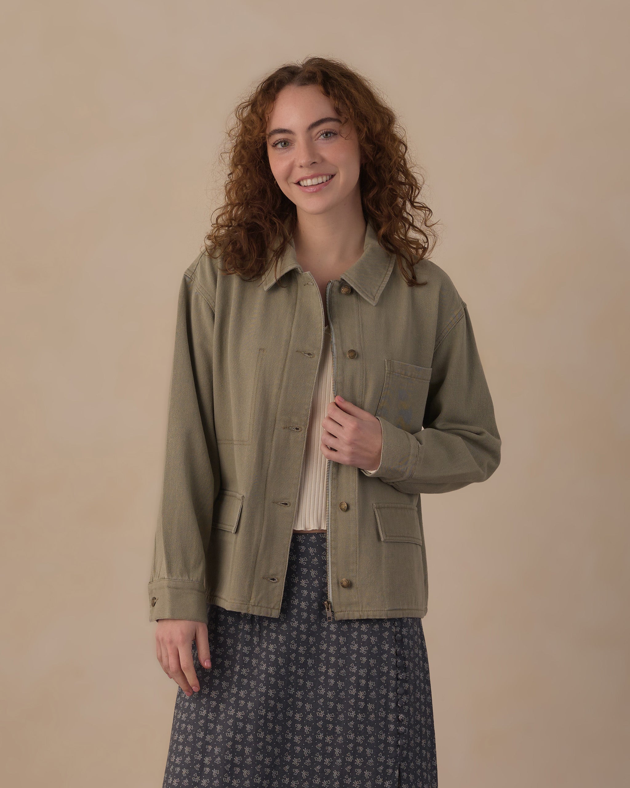 Veste Claire pour femme, vert sauge foncé
