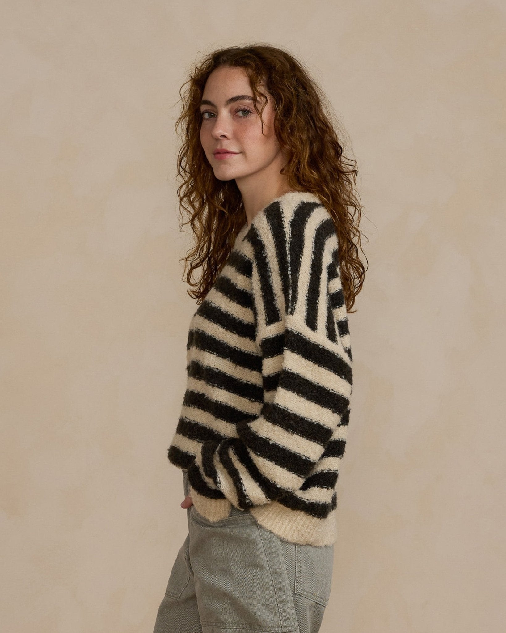 Aspen Sweater | Fuzzy Stripe - Rylee + Cru Canada