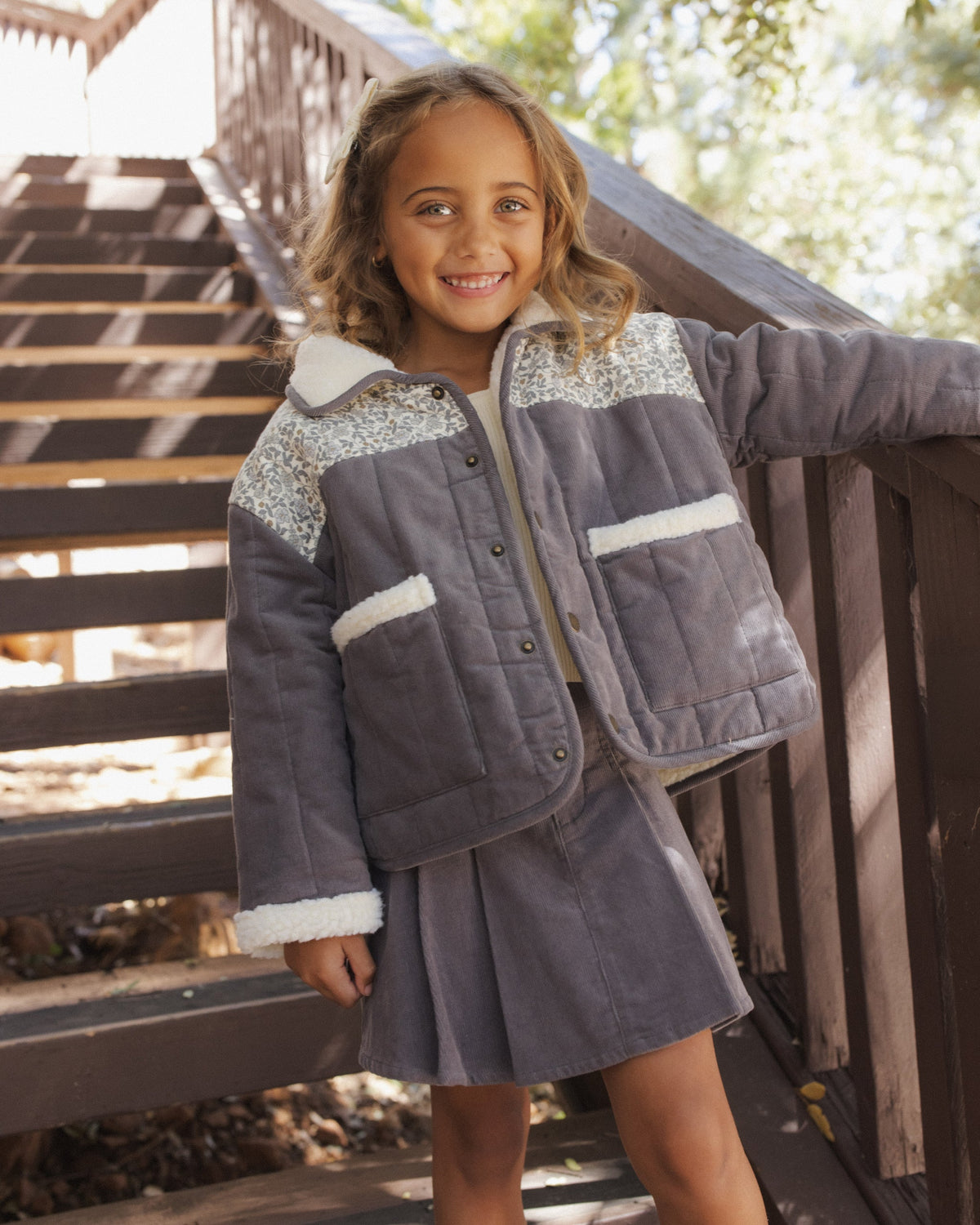 Pleated Denim Skirt Slate - Rylee + Cru | Kids Clothes | Trendy Baby Clothes | Modern Infant Outfits |