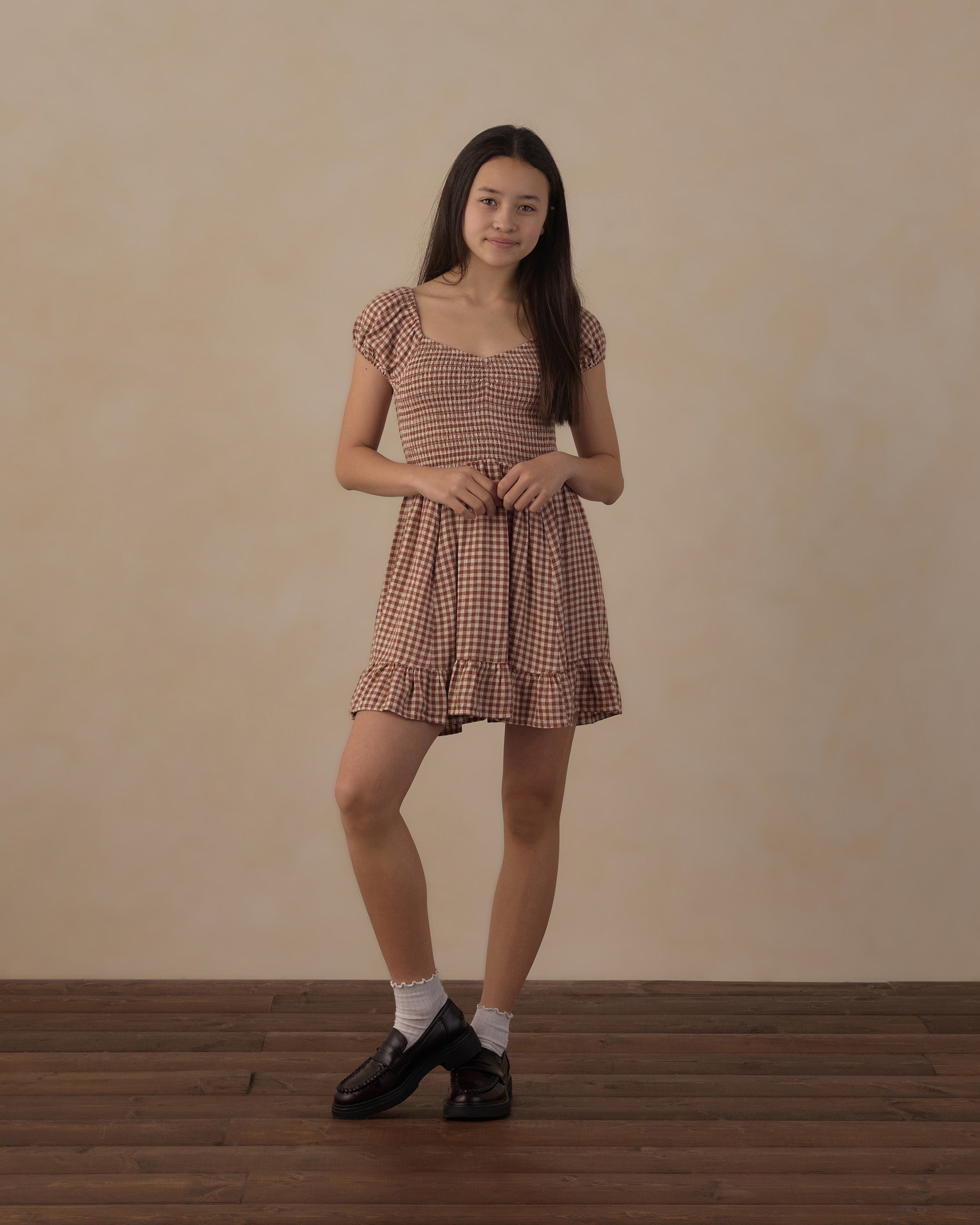 Teen Stella Dress Brick Check - Rylee + Cru | Kids Clothes | Trendy Baby Clothes | Modern Infant Outfits |