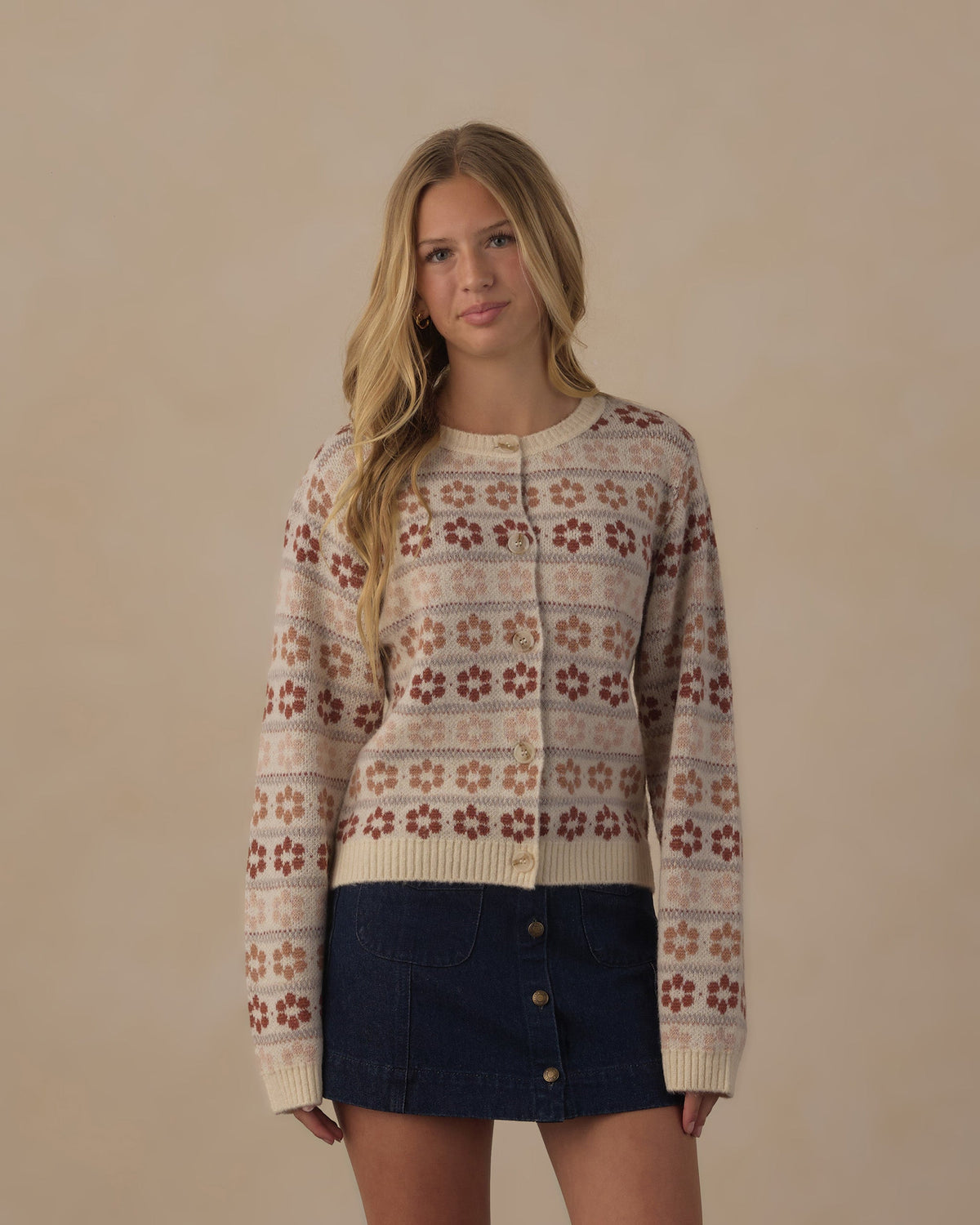 Teen Cheyenne Cardigan Flower Fair Isle - Rylee + Cru | Kids Clothes | Trendy Baby Clothes | Modern Infant Outfits |