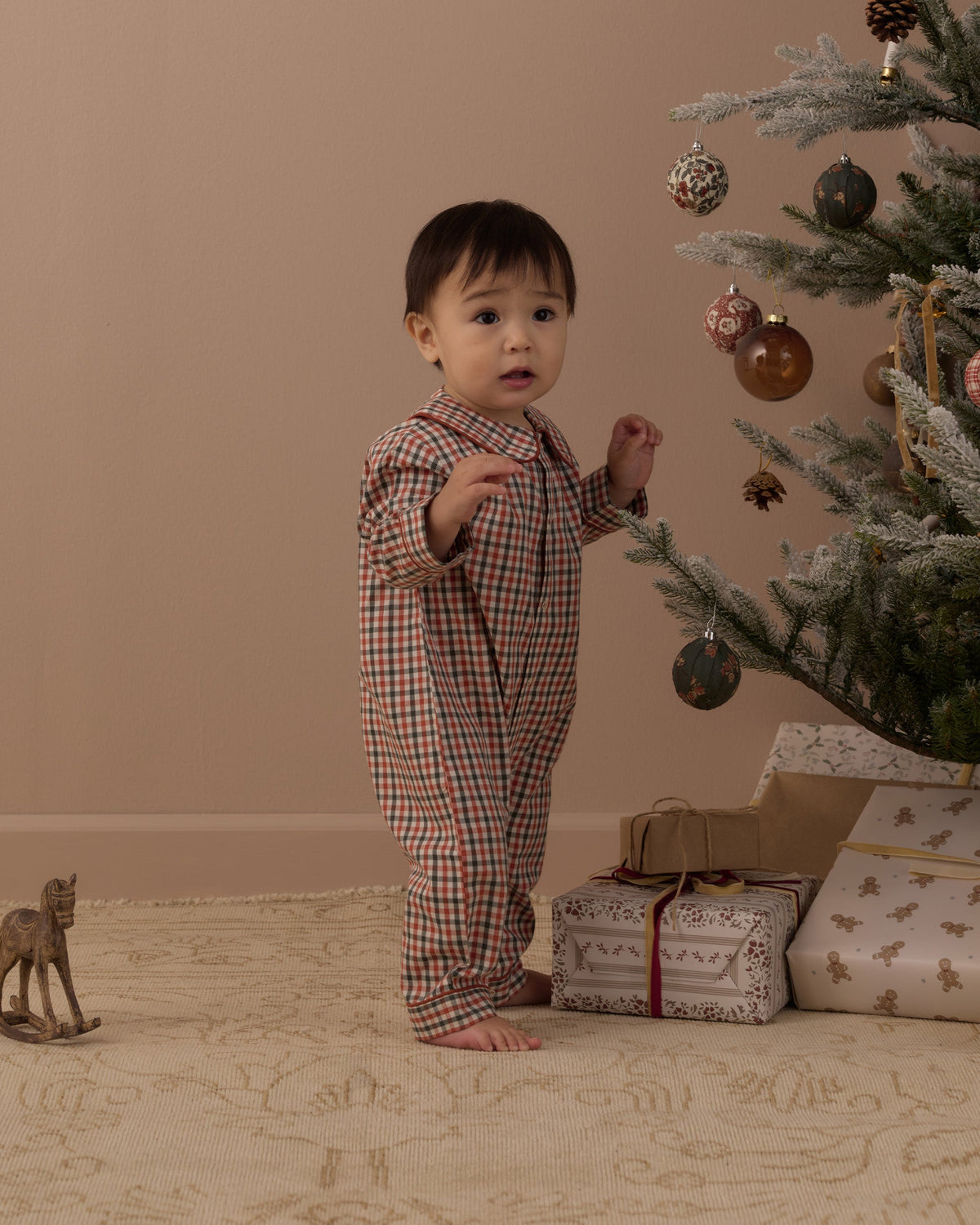 Baby Pajama Romper Holiday Gingham - Rylee + Cru | Kids Clothes | Trendy Baby Clothes | Modern Infant Outfits |