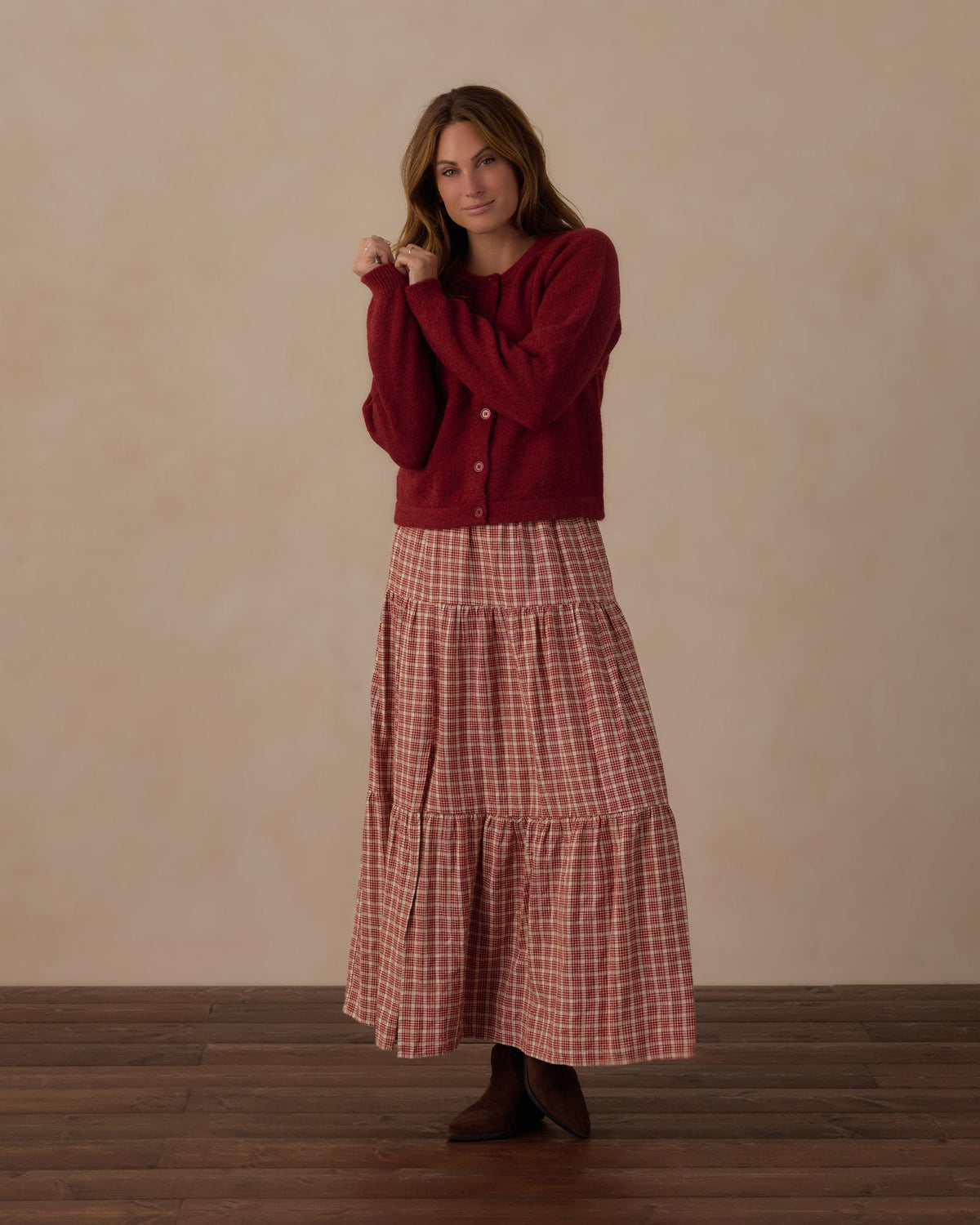 Women's Tiered Midi Skirt Vintage Plaid - Rylee + Cru | Kids Clothes | Trendy Baby Clothes | Modern Infant Outfits |