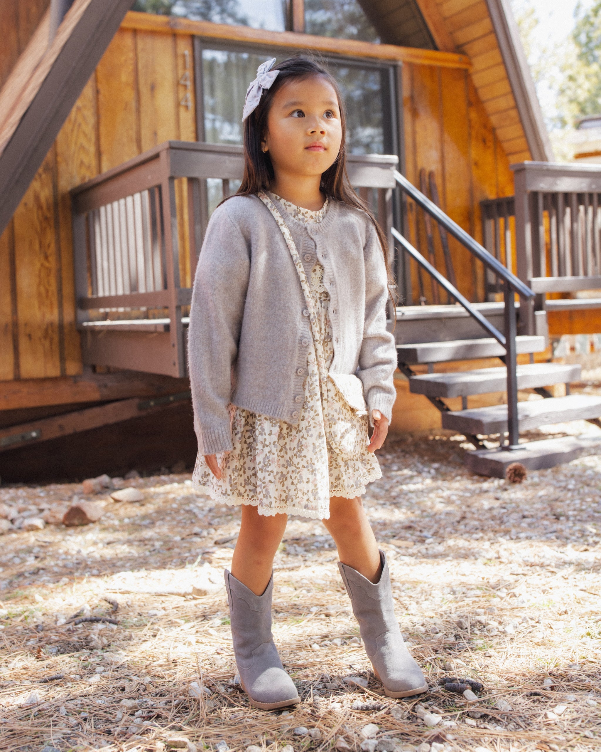 Bow Dusty Blue - Rylee + Cru | Kids Clothes | Trendy Baby Clothes | Modern Infant Outfits |