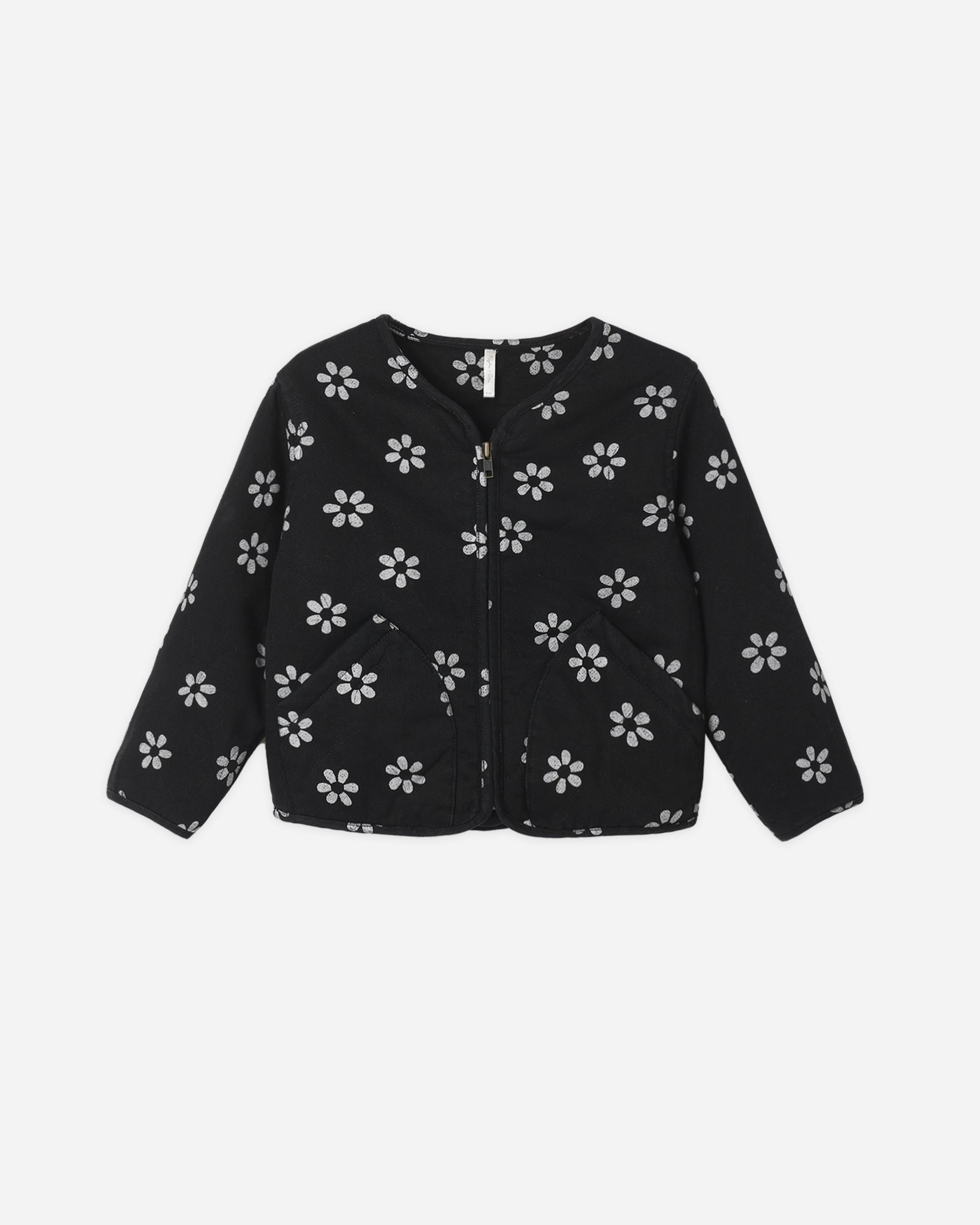 Alix Quilted Jacket Black Daisy - Rylee + Cru | Kids Clothes | Trendy Baby Clothes | Modern Infant Outfits |